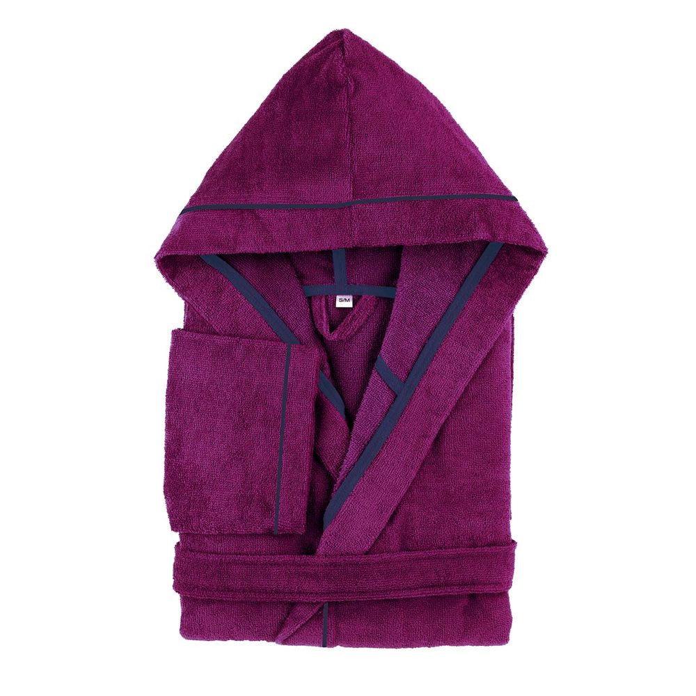Unisex Baumwoll-Bademantel mit Kapuze Beere Medium