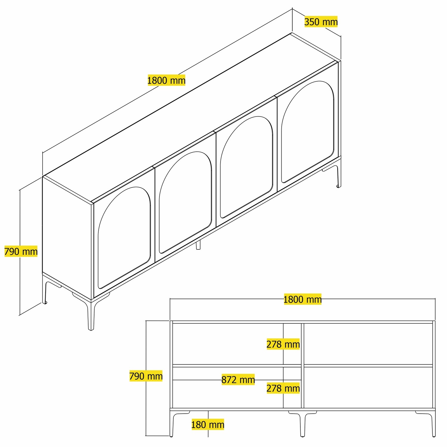 Lyon 79 Console Wood Veneer White Black