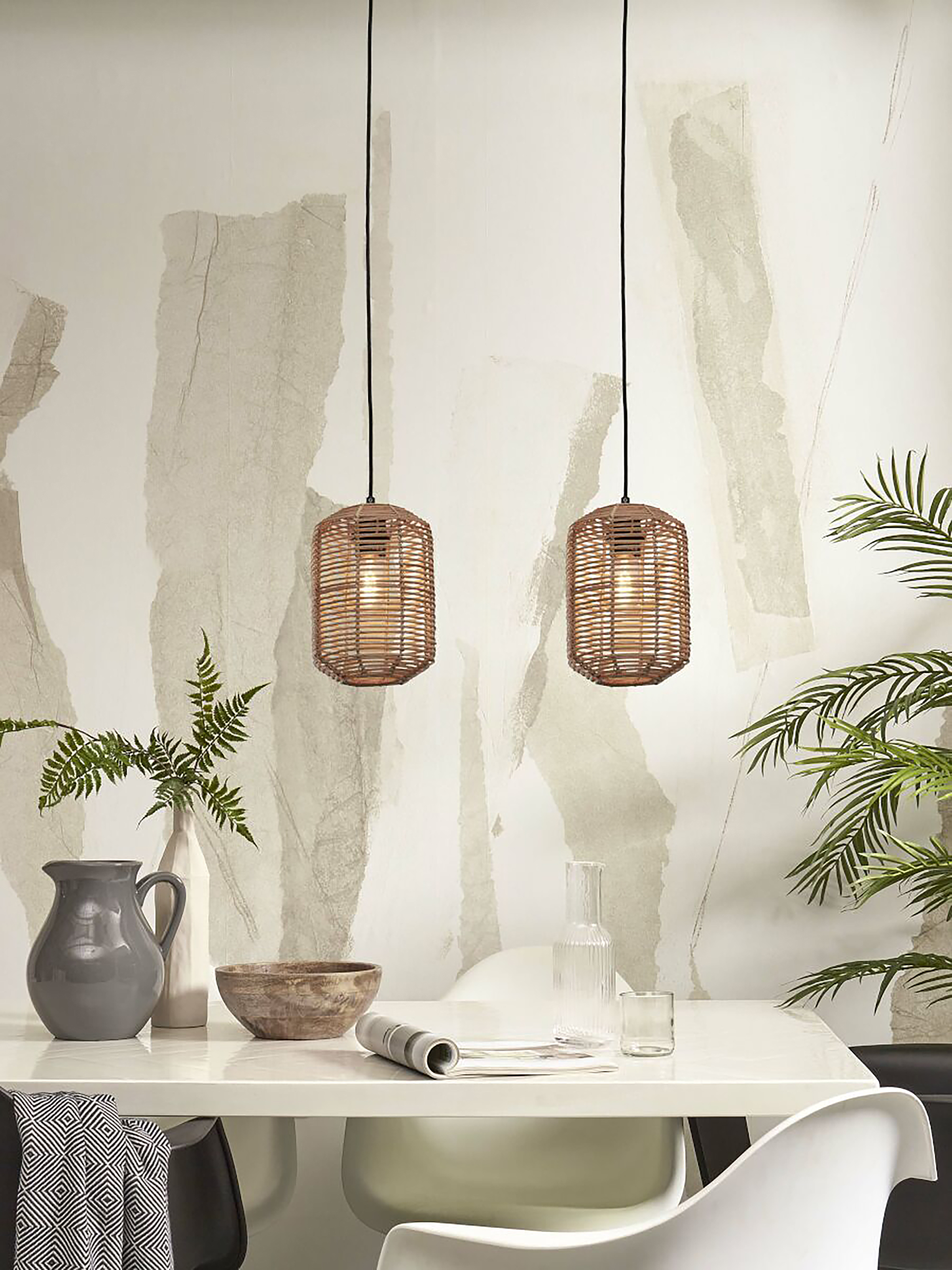 Pendelleuchte Tanami Beige Rattan 25 x 25 x 18 cm