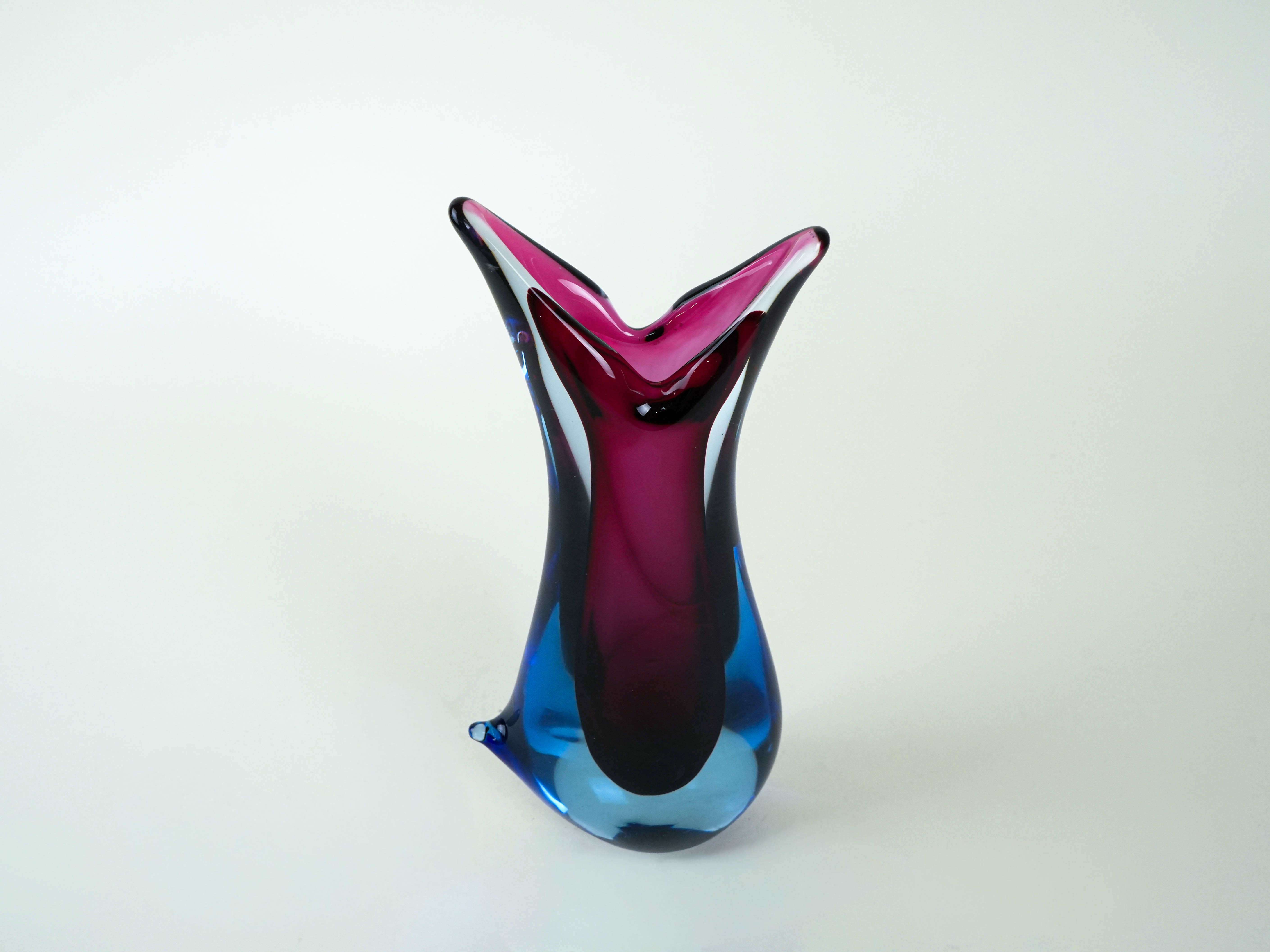 Vase Murano-Glas Blau 1960er Jahre