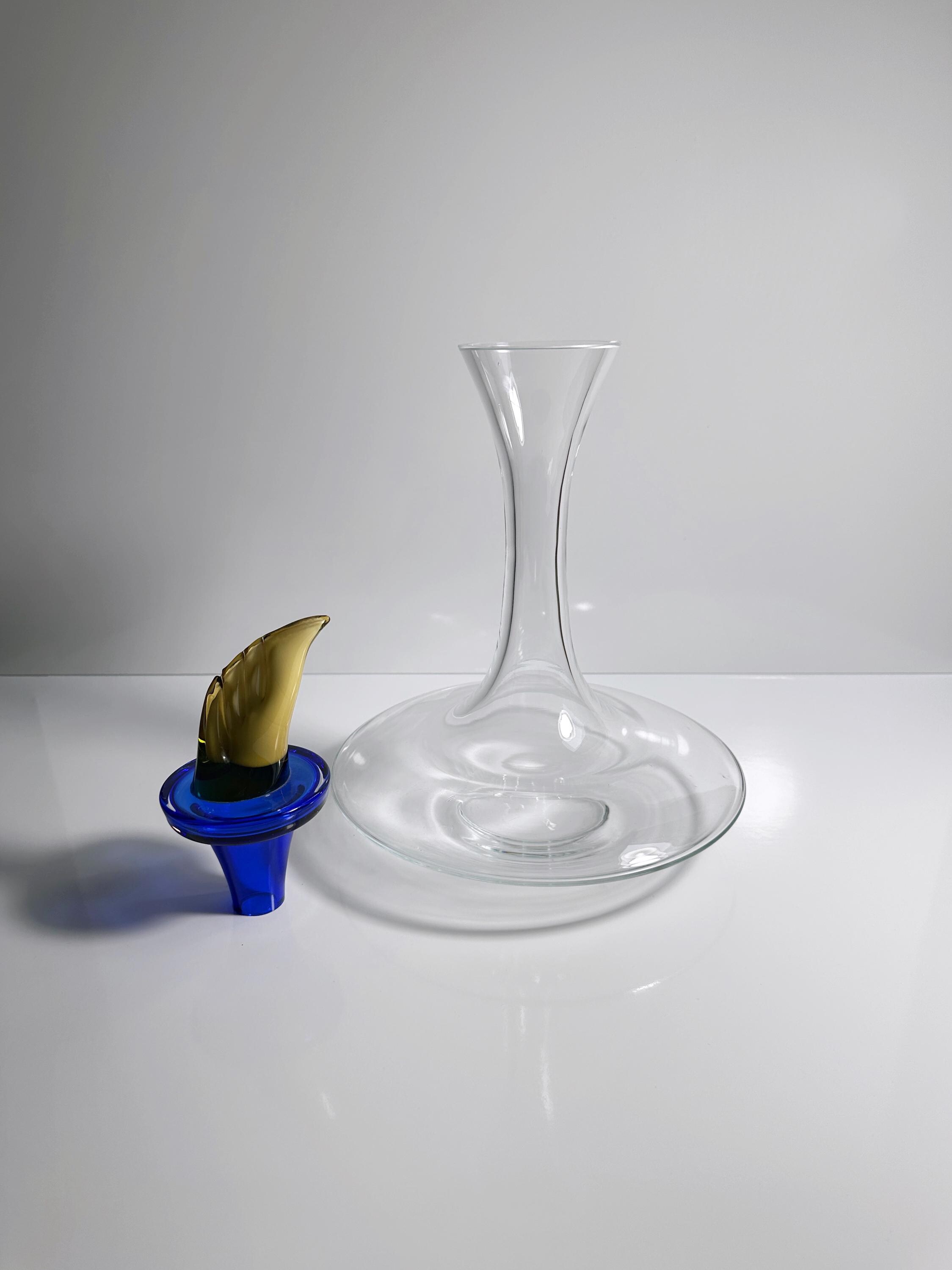 Vintage Postmodern Weinkaraffe Glas