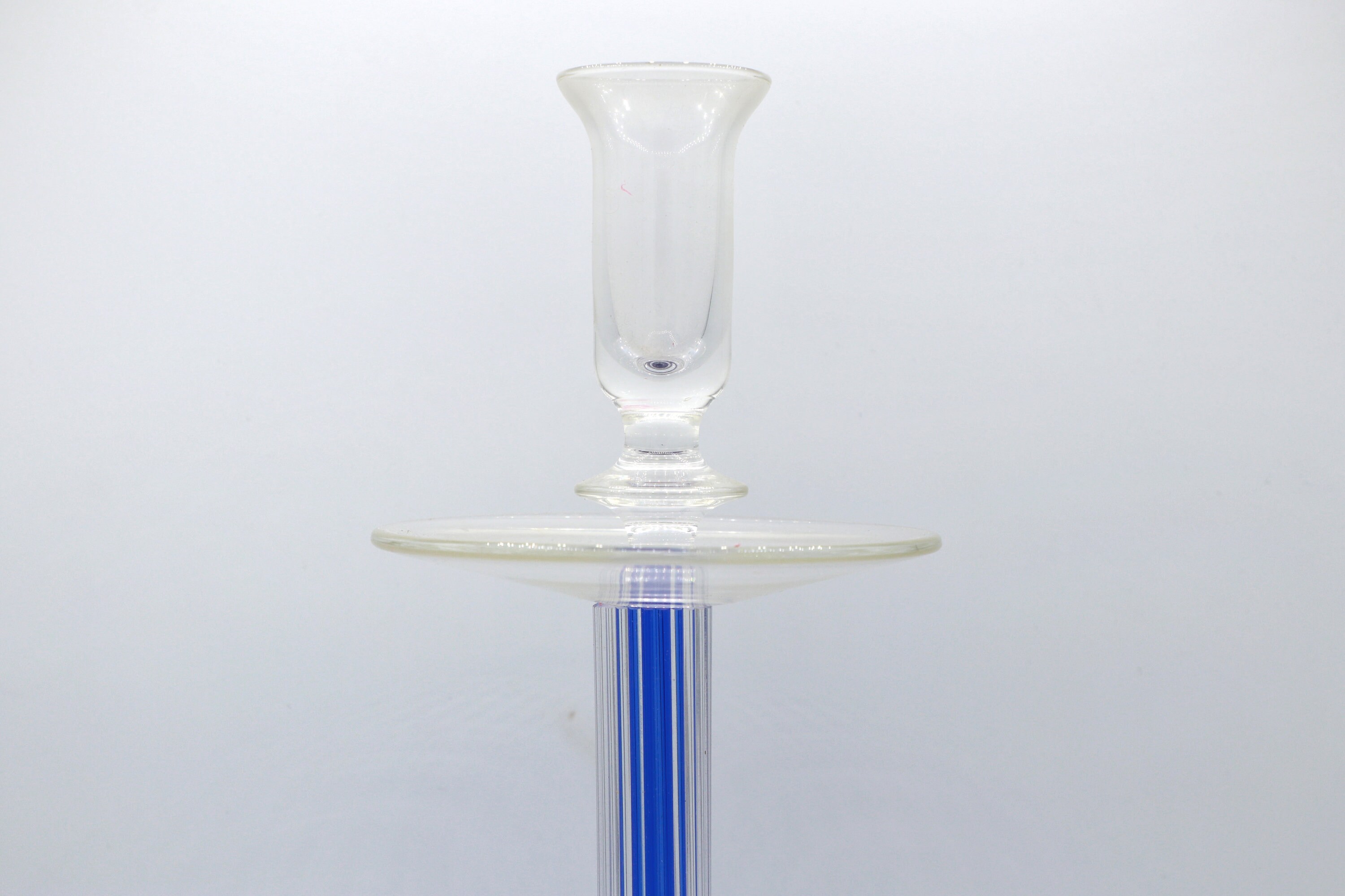 Vintage Postmodern Kerzenständer Glas Blau 1990er Jahre