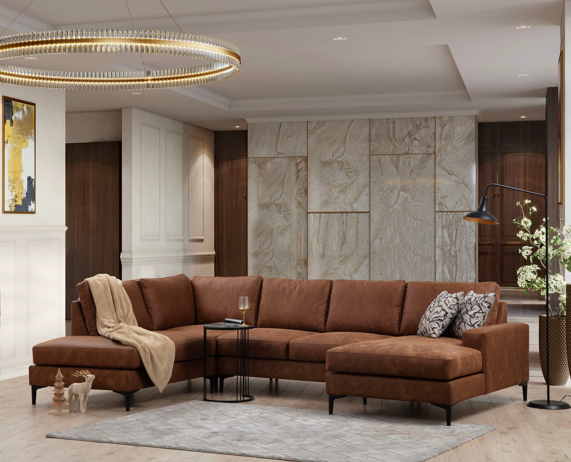 Porto Corner Sofa Brown