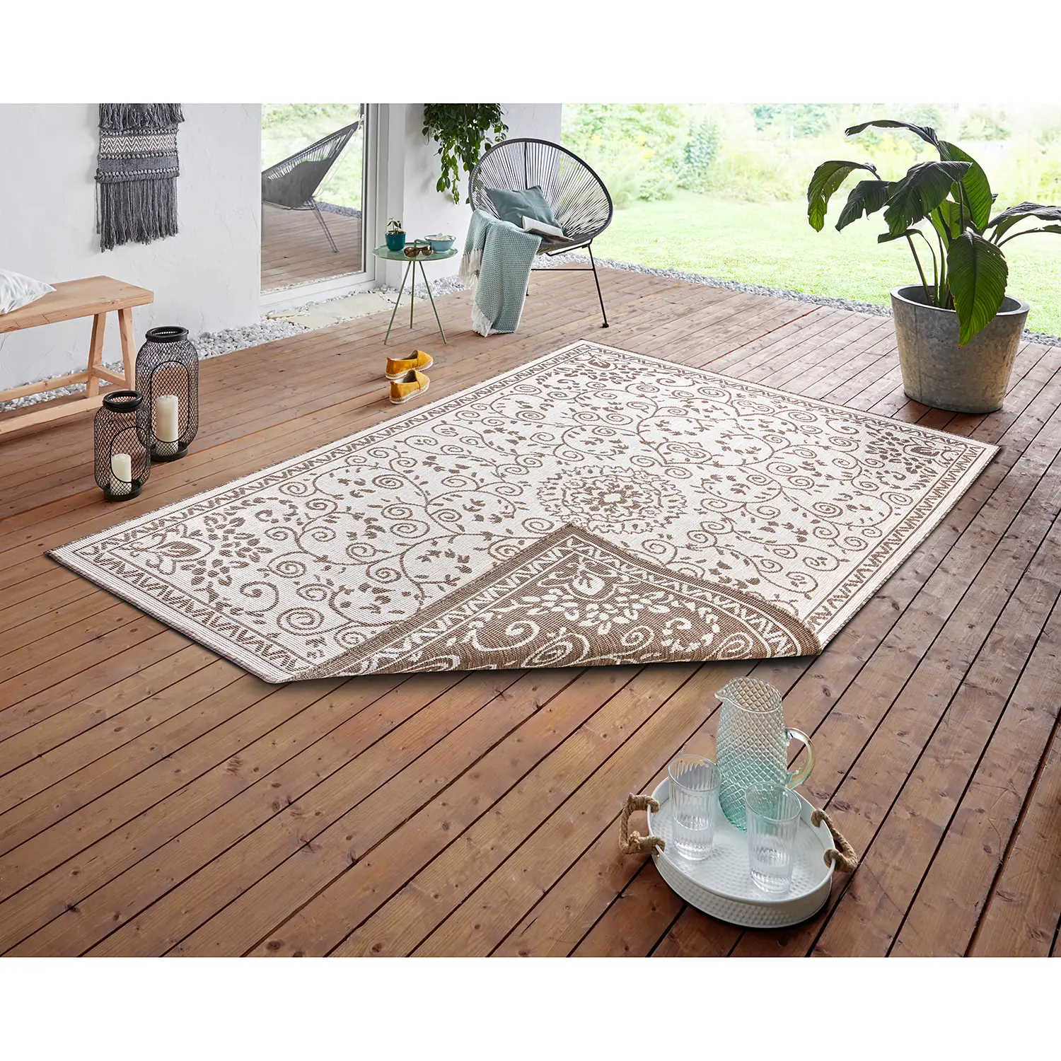 Leyte Outdoor-Teppich Beige Braun