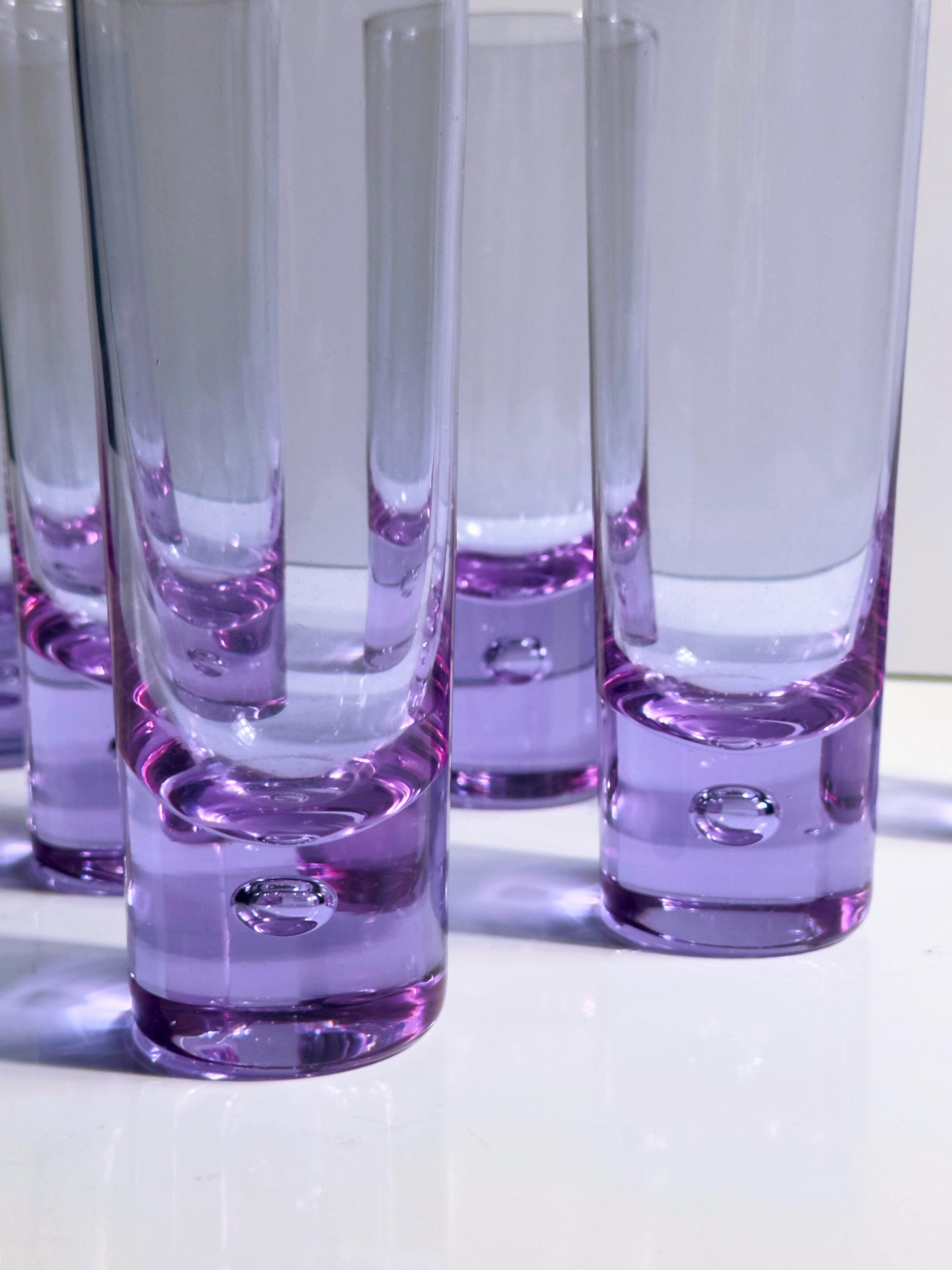 6x Vintage drinking glasses Alexandrite glass 1970s