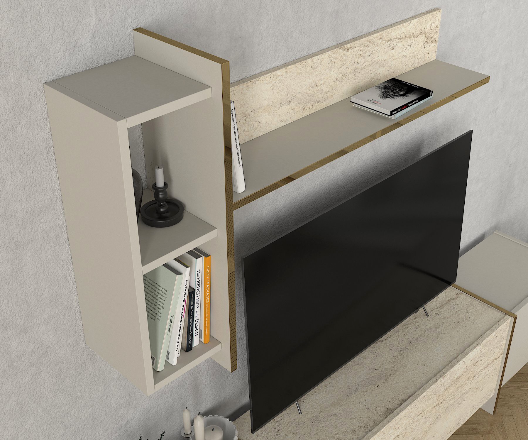 Veyron TV Möbel Travertin Sandstein