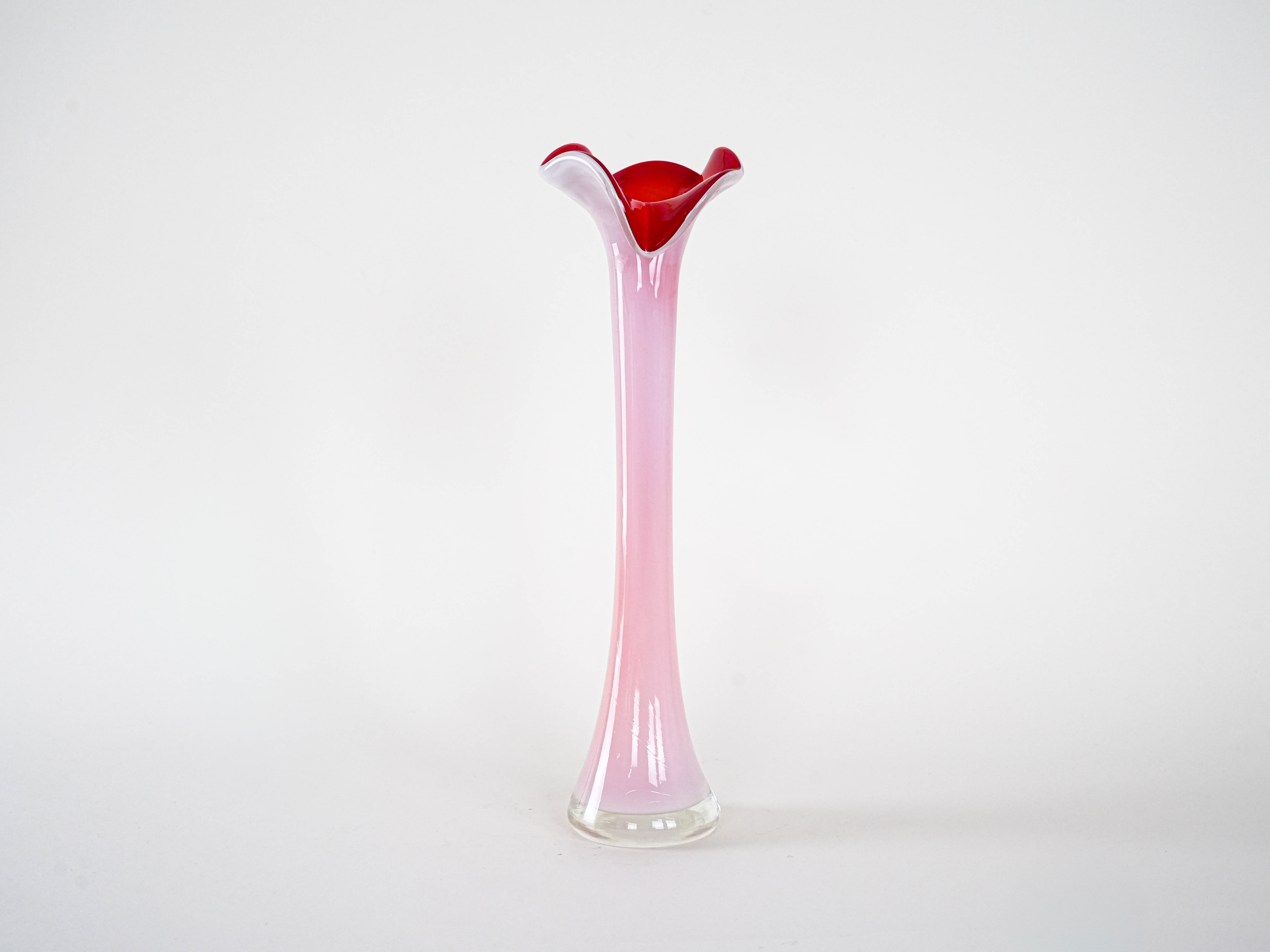 Vase Muranoglas Rosa 1970er Jahre