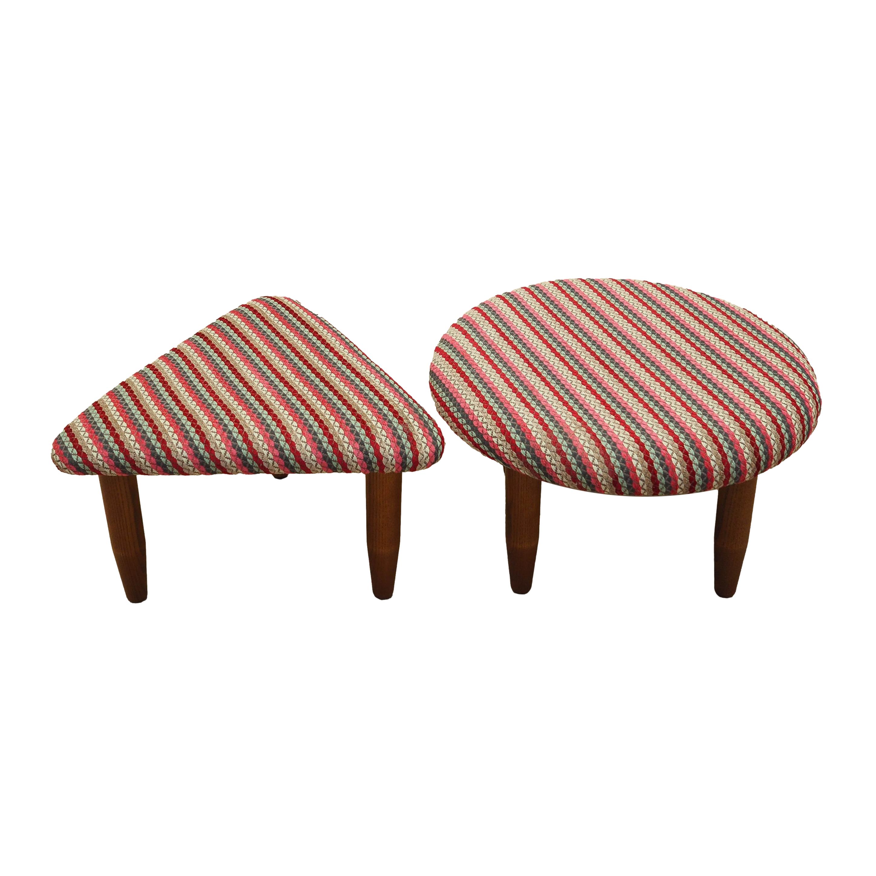 Fußhocker-Set 2-Teilig Braun 1990er Jahre