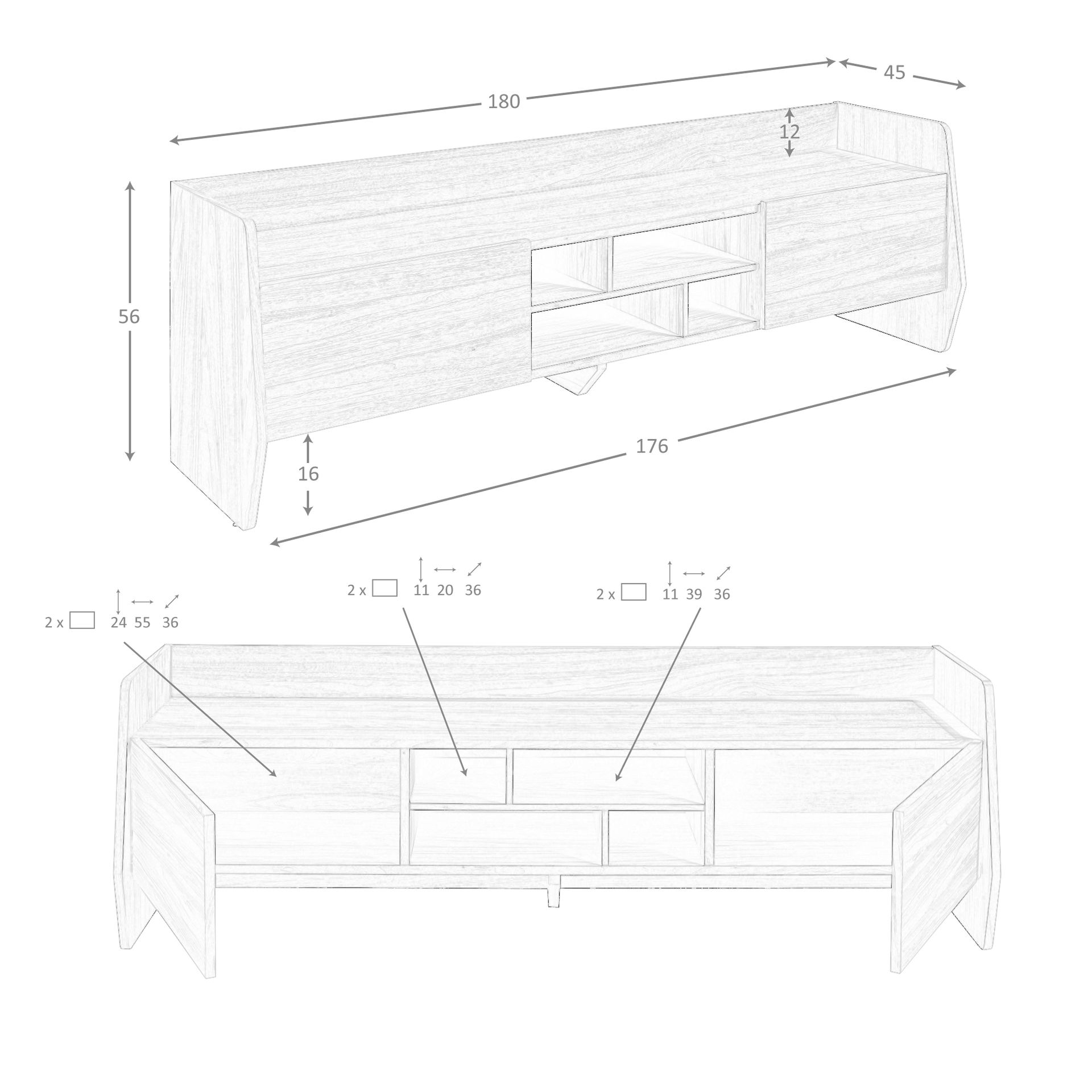 TV-Lowboard Braun