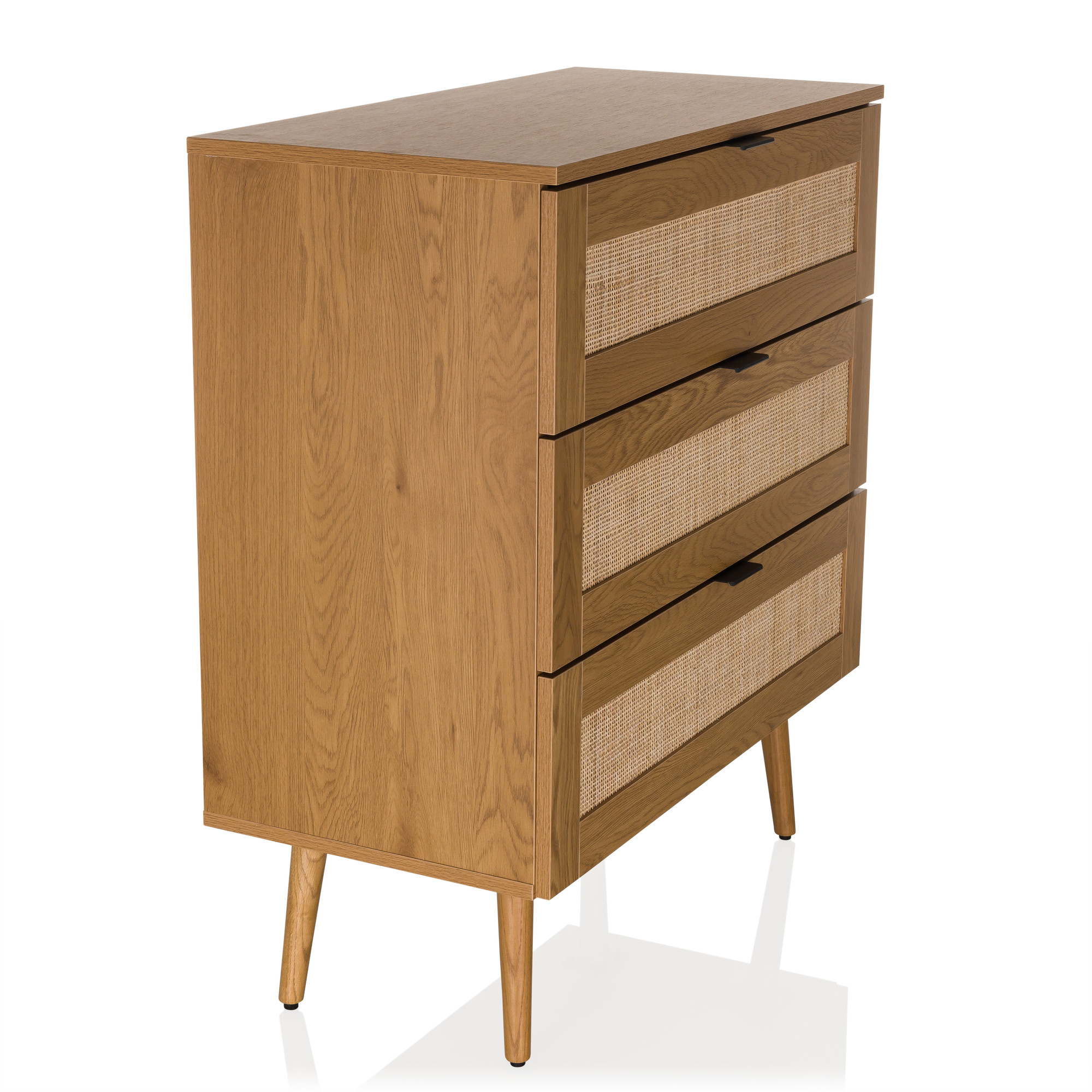 BOHEO K Kommode 3 Schubladen Holz Eiche-Optik