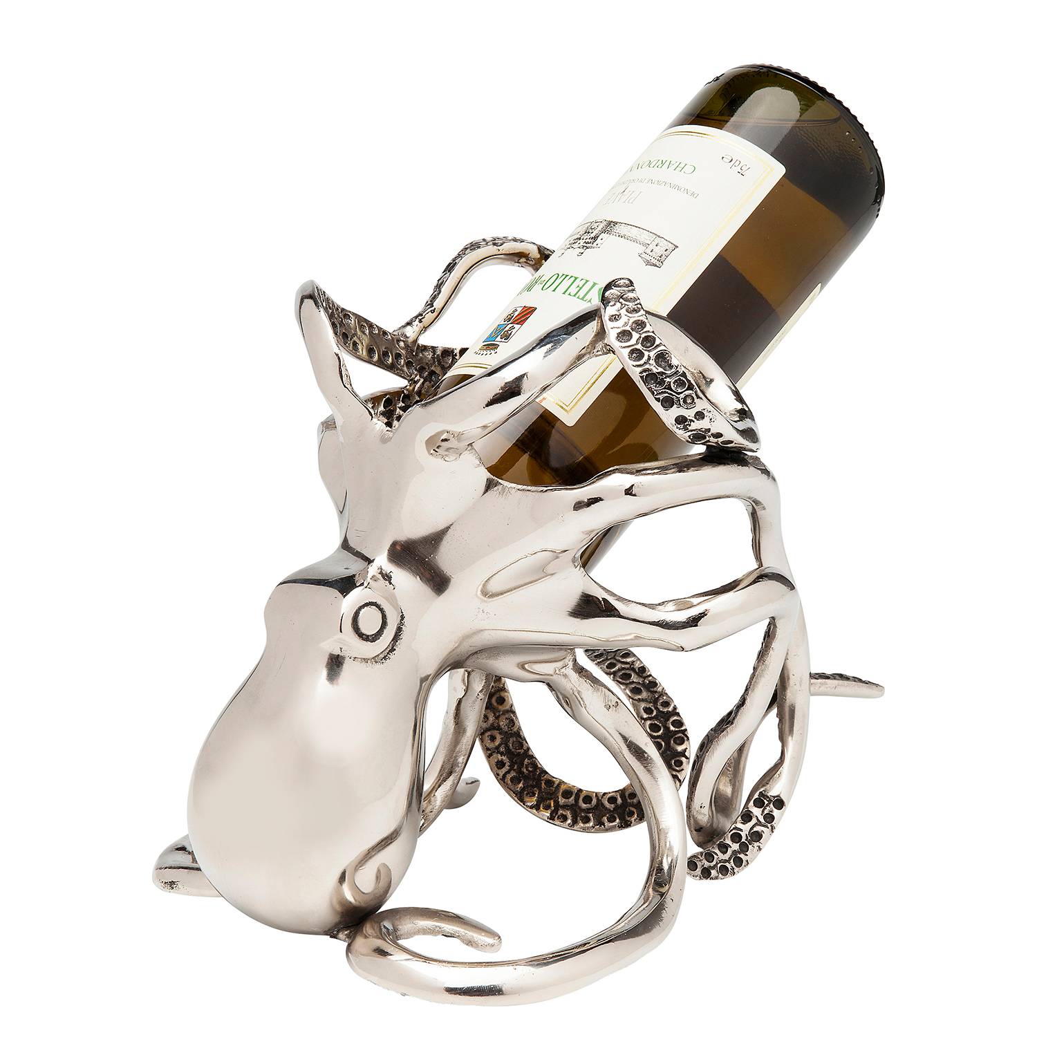 Octopus Flaschenhalter Silber Metall