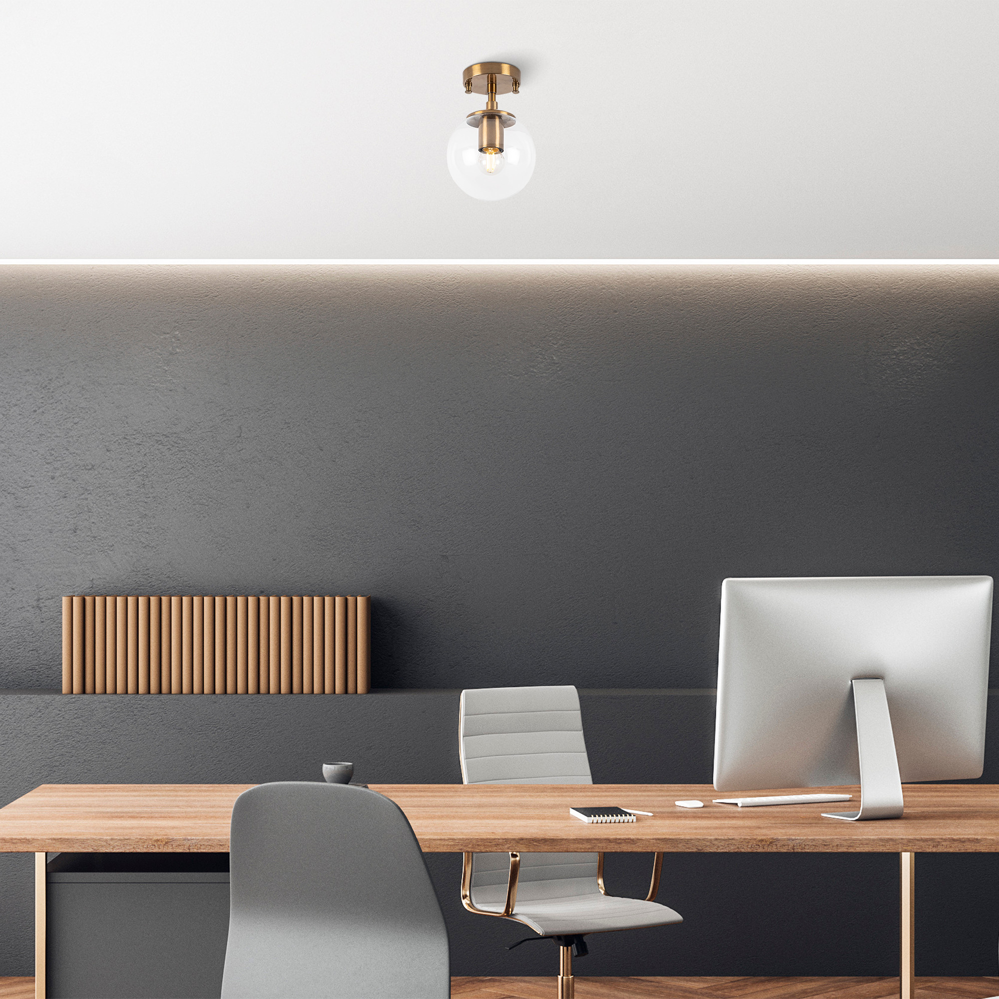 Atmaca 10215 Plafoniera Metallo Vetro Oro