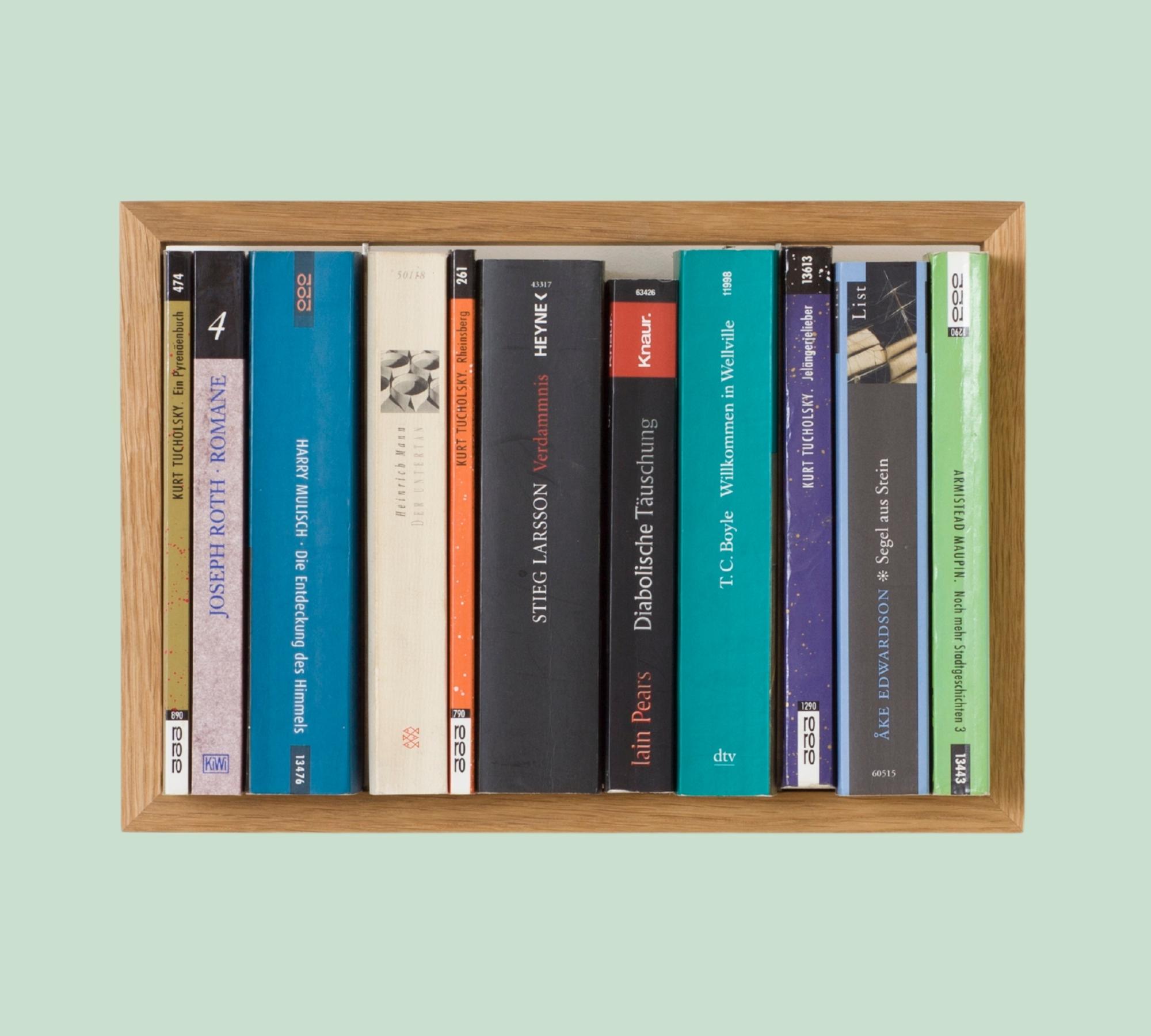 Bücherregal b1 mit Eichenrahmen Ecke Abgeplatzt