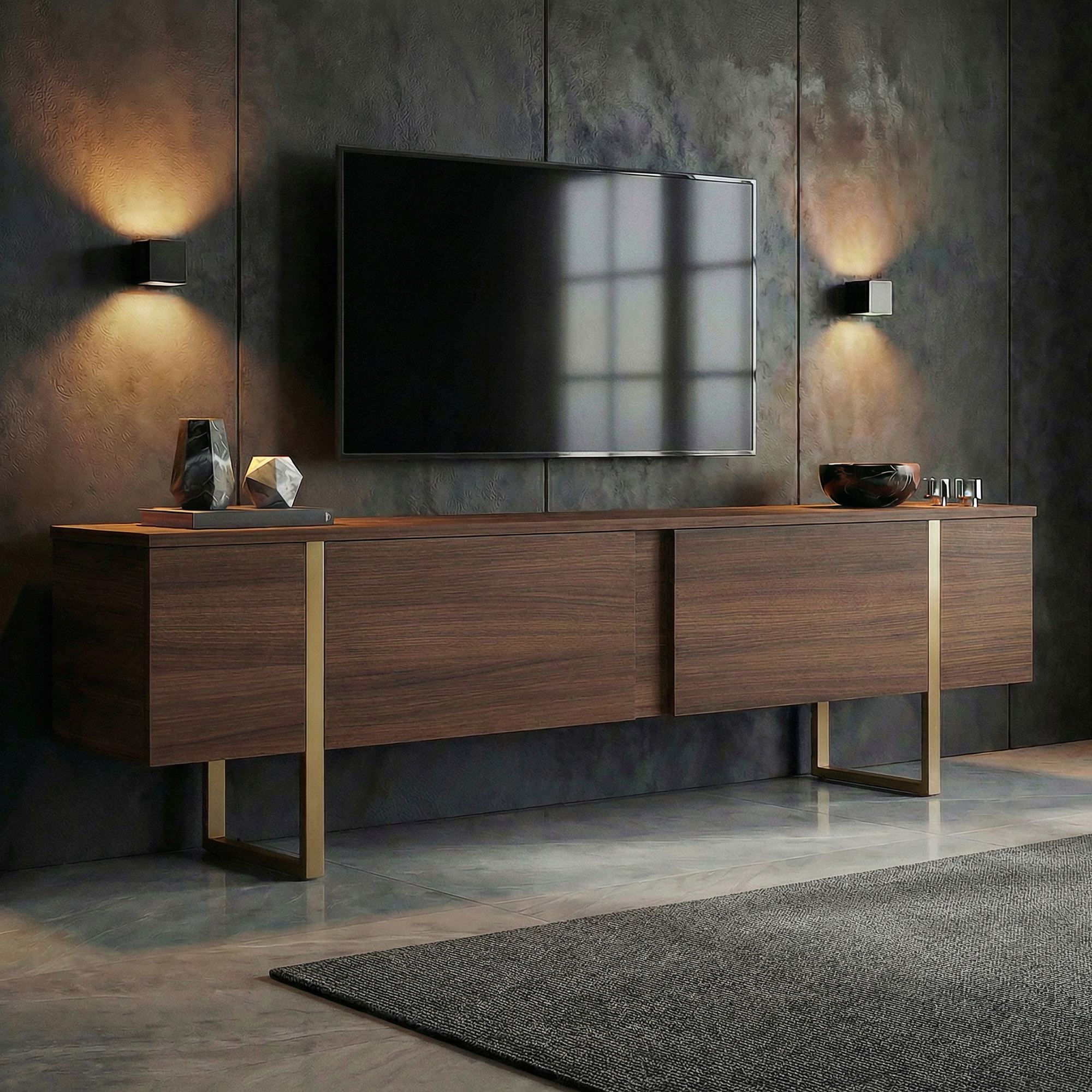 Onera Sideboard Walnut Effect Gold