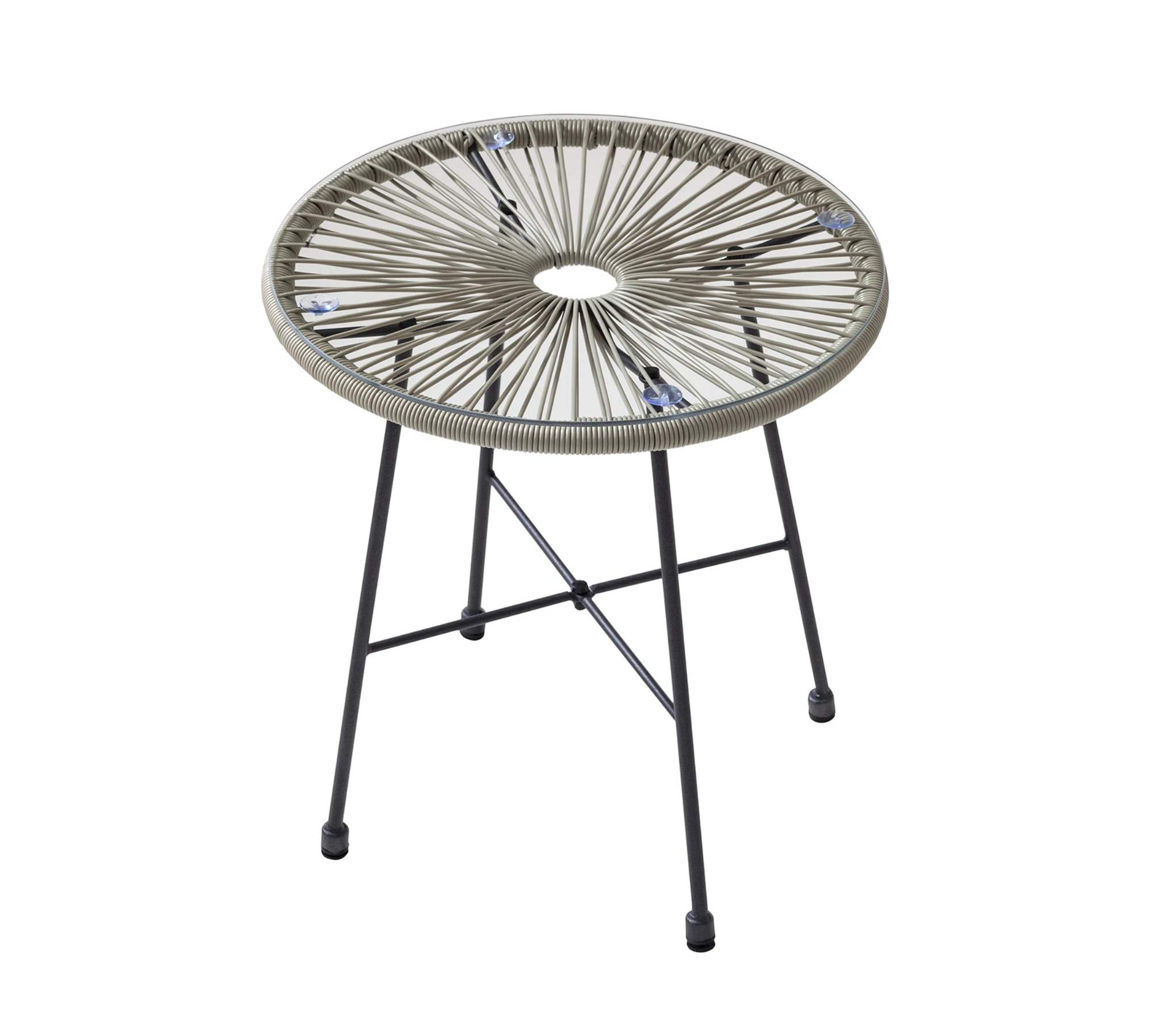 Sitzgruppe 3-teilig Metall Kunstfaserstreben Beige