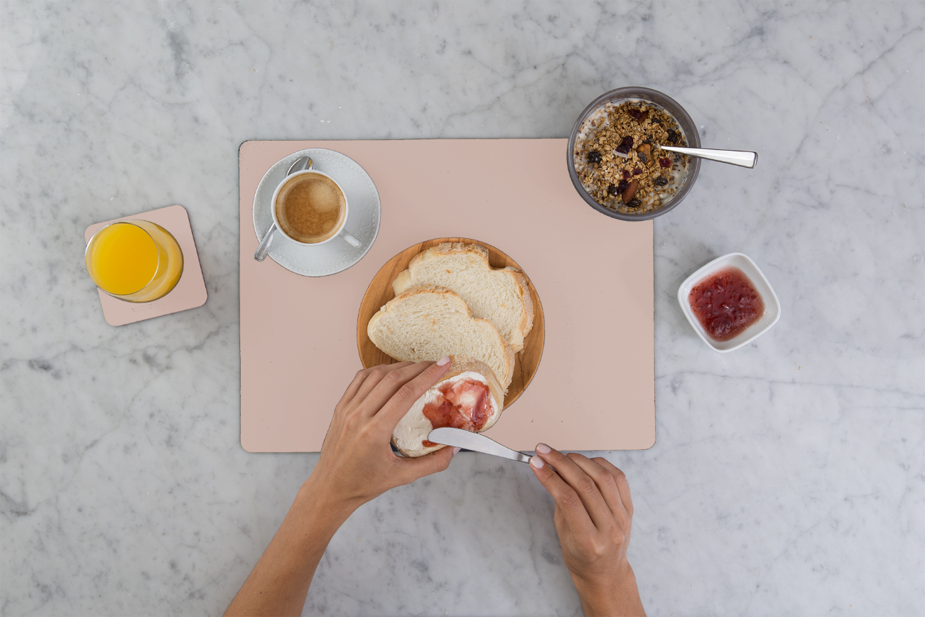 4x Sottobicchieri Quadrati 100% Pelle Riciclata Rosa