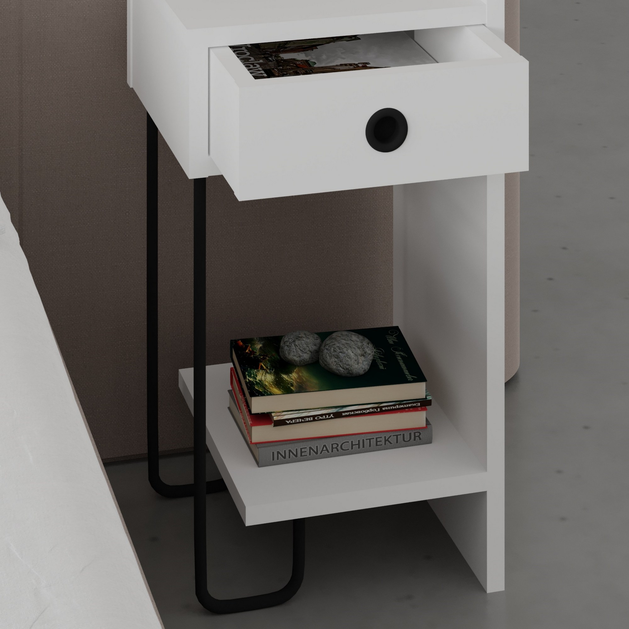 Sirius Bedside Table Right White
