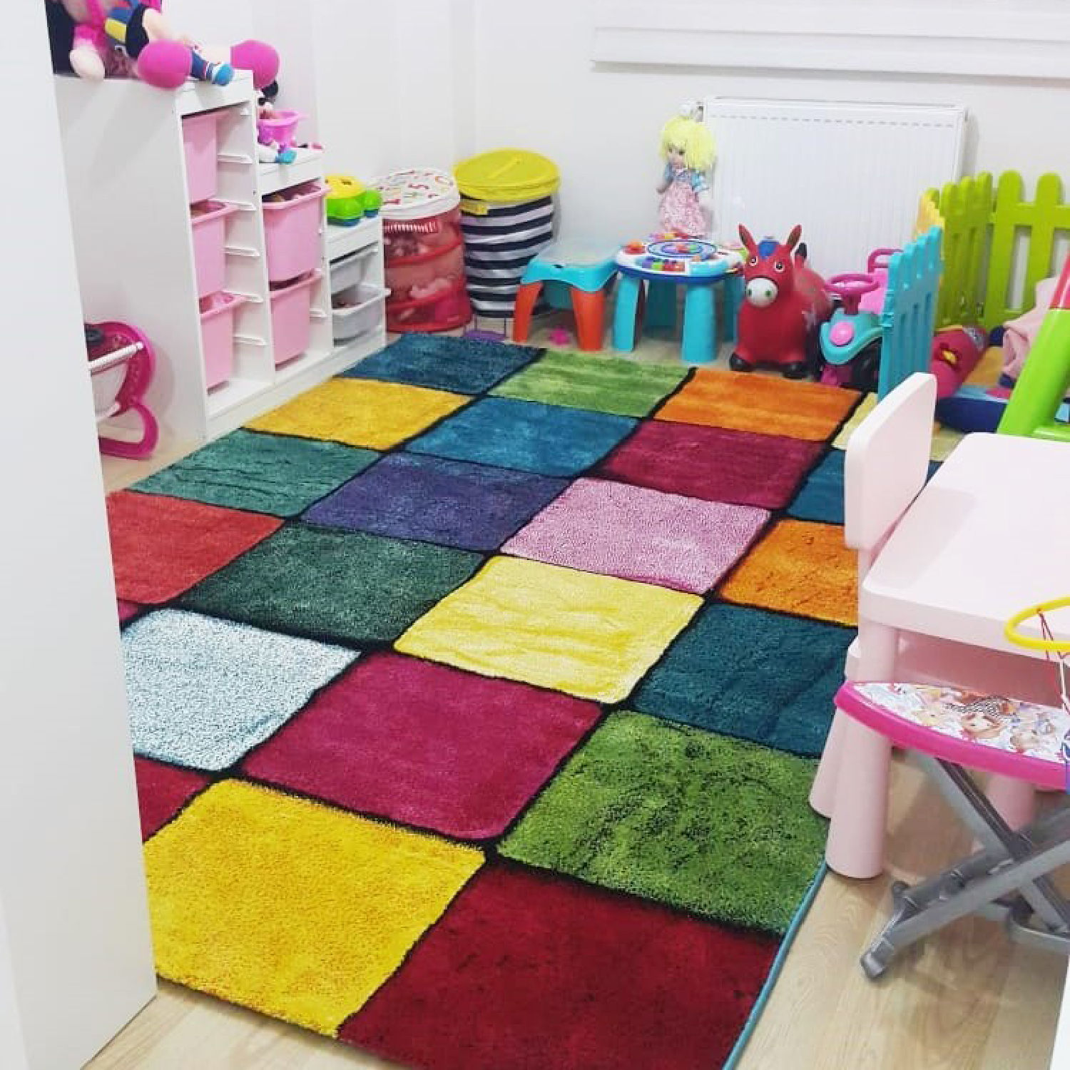 Colorful Square Carpet Multicolored