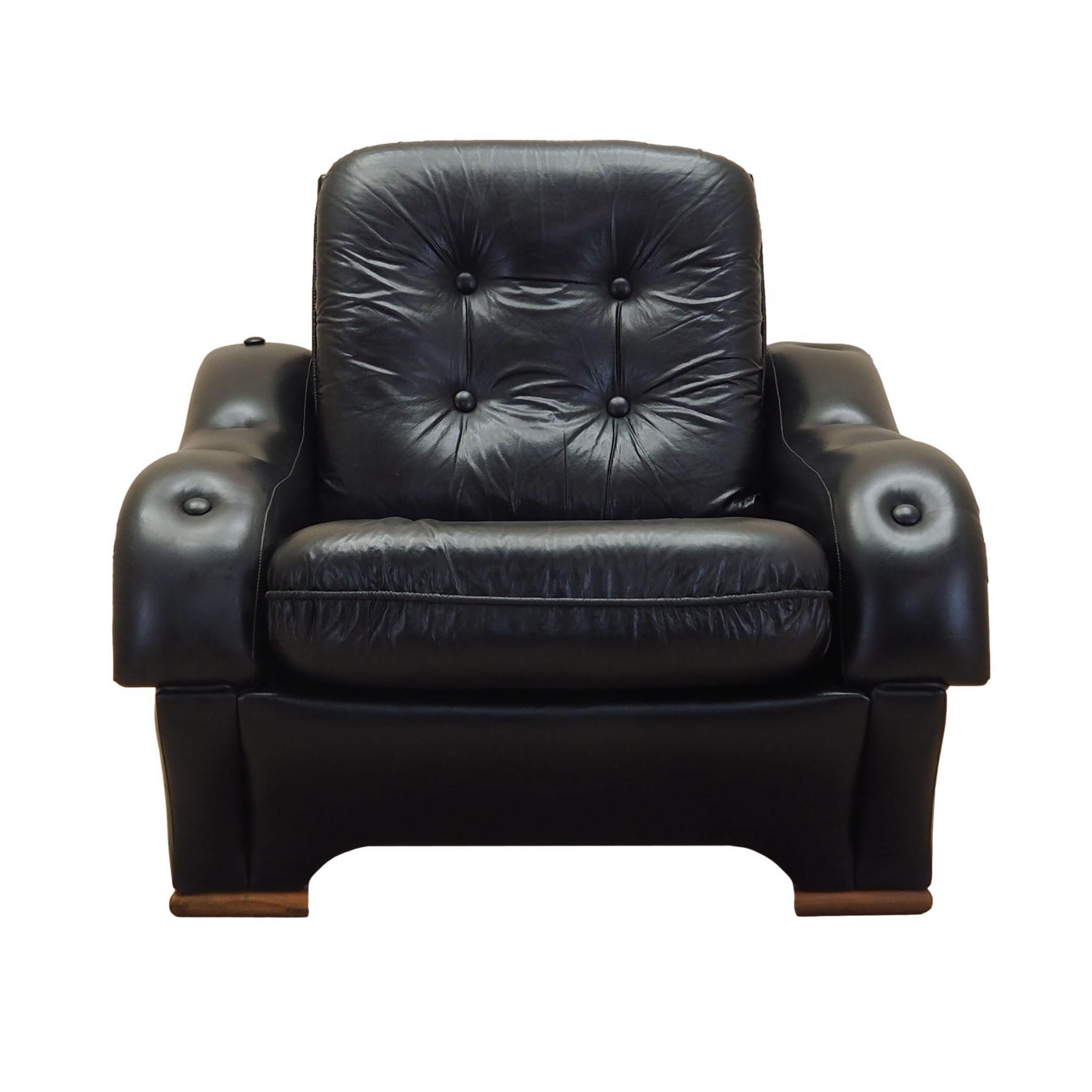 Armchair Faux Leather Black 1980s