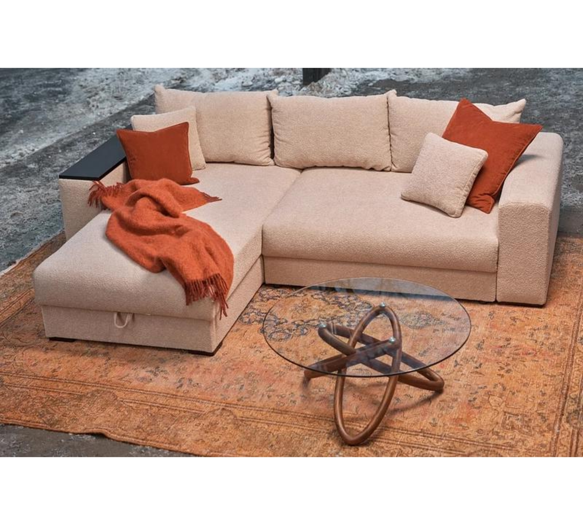 Björnen Schlafsofa Récamiere Links Baloo Rost 2078