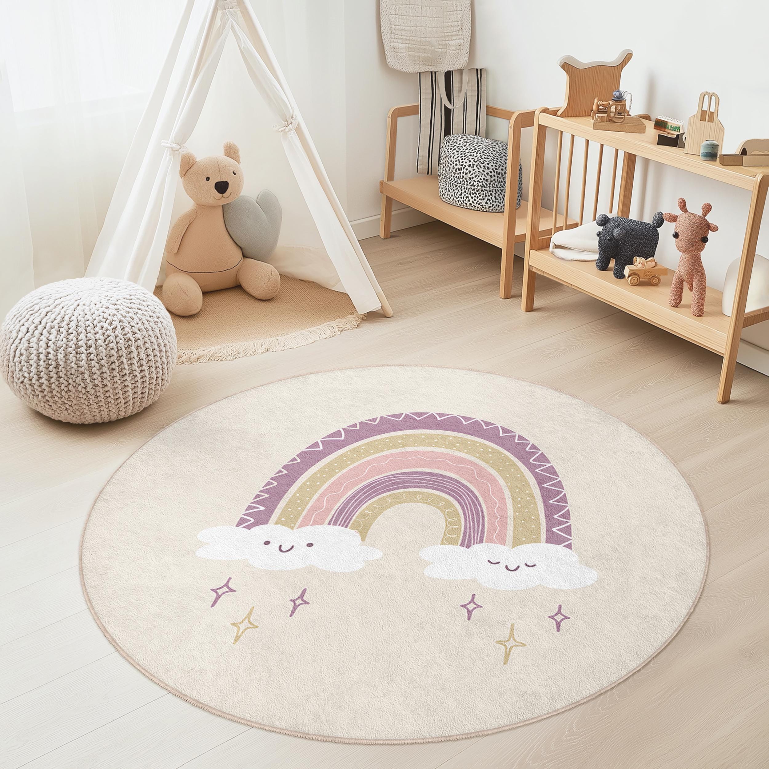 Regenbogen Kinderspielteppich Mehrfarbig Ø180cm