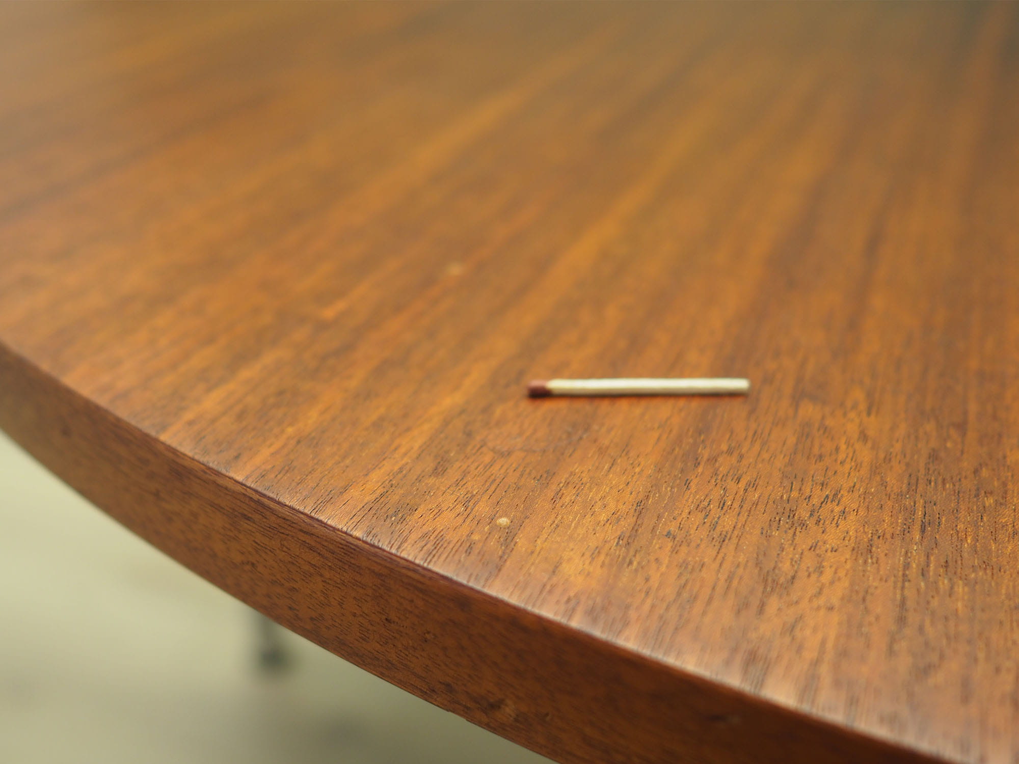 Vintage Tisch Halbrund Teakholz Metall Braun 1970er Jahre