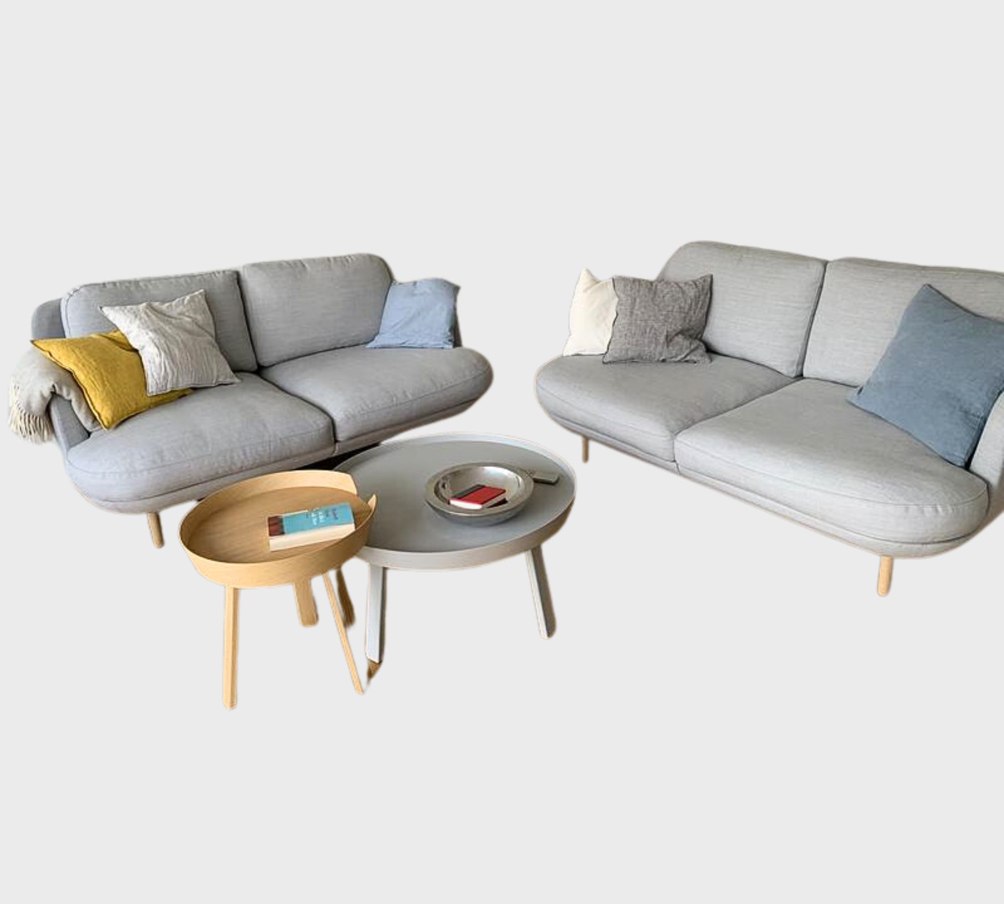 2x Lune JH200 Sofa 2-Sitzer Wolle Grau