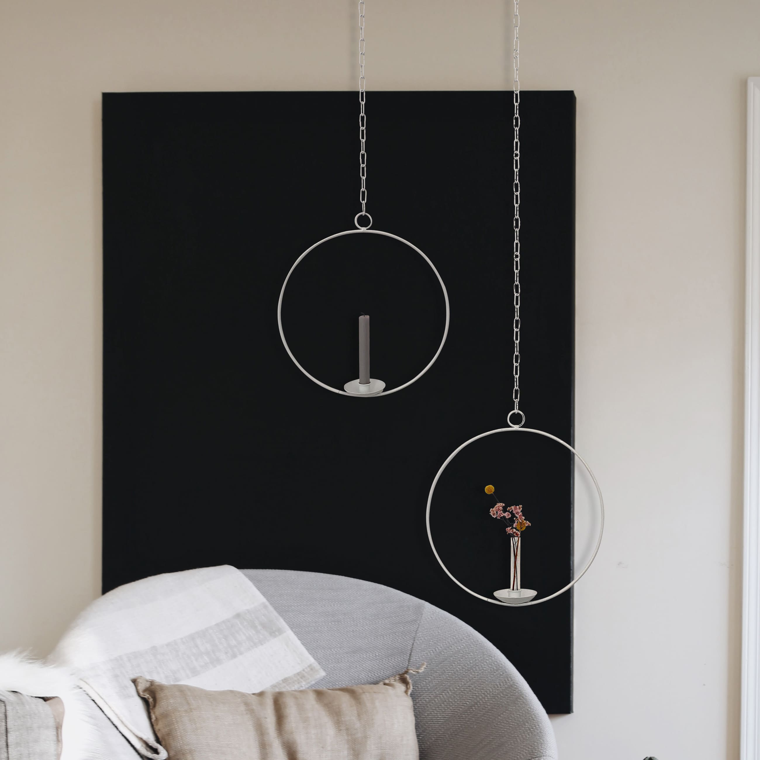 Ijus Decoration with Vase/Candle Holder White Ø 34cm