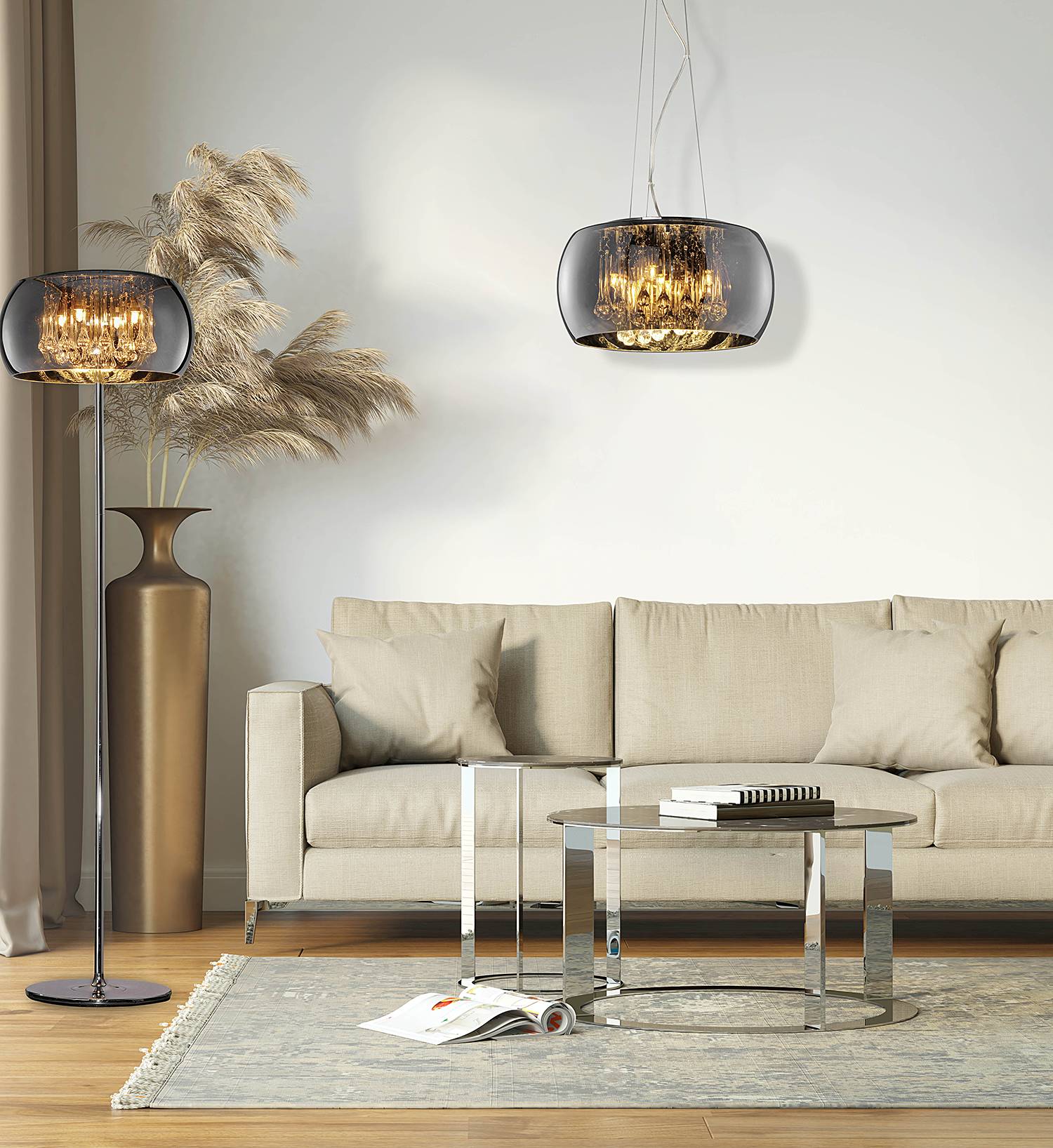 Pendelleuchte Vapore Lichtfeuer Metall/Glas 5-flammig