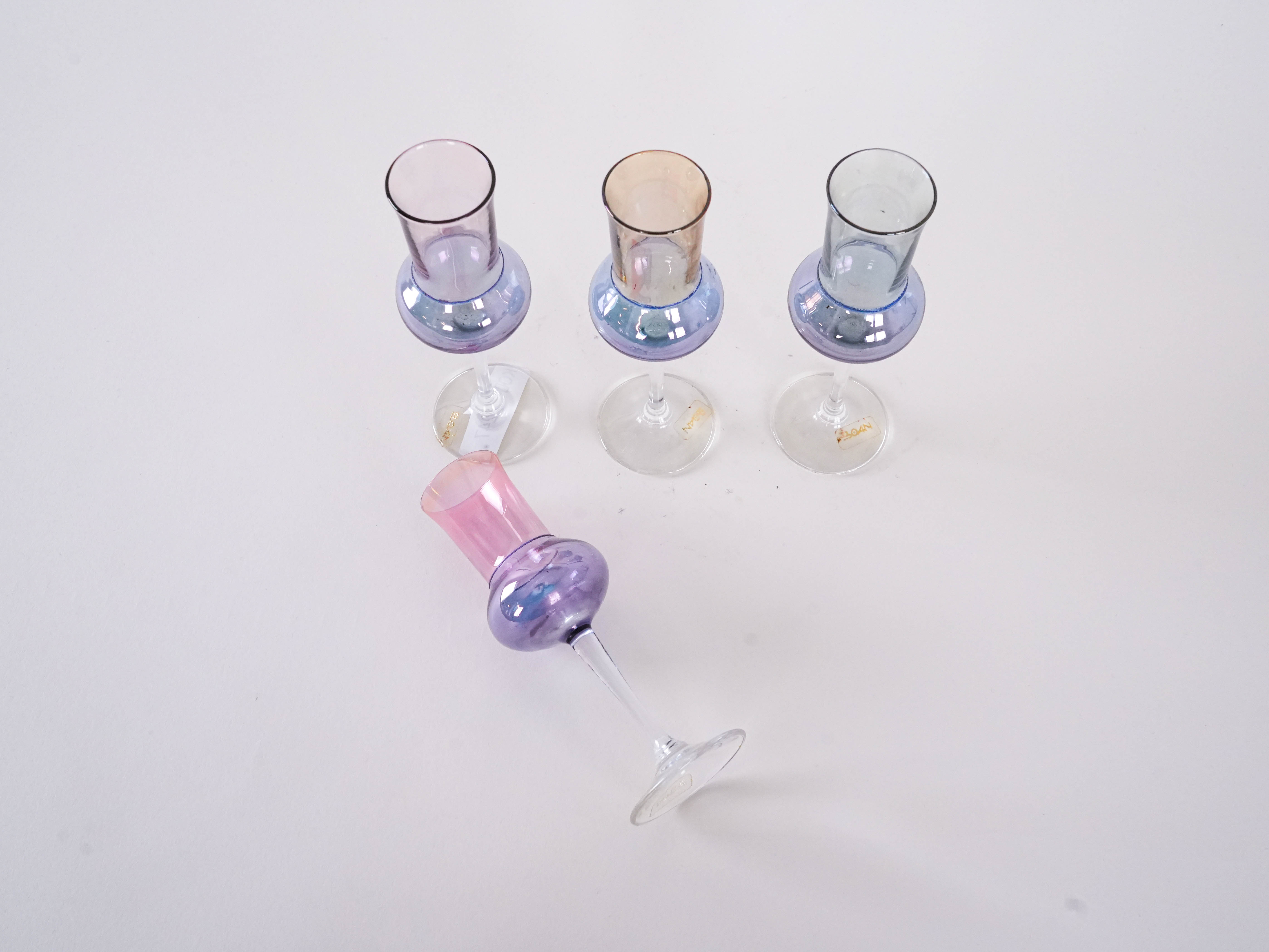 Glass set pastel colors 1970s