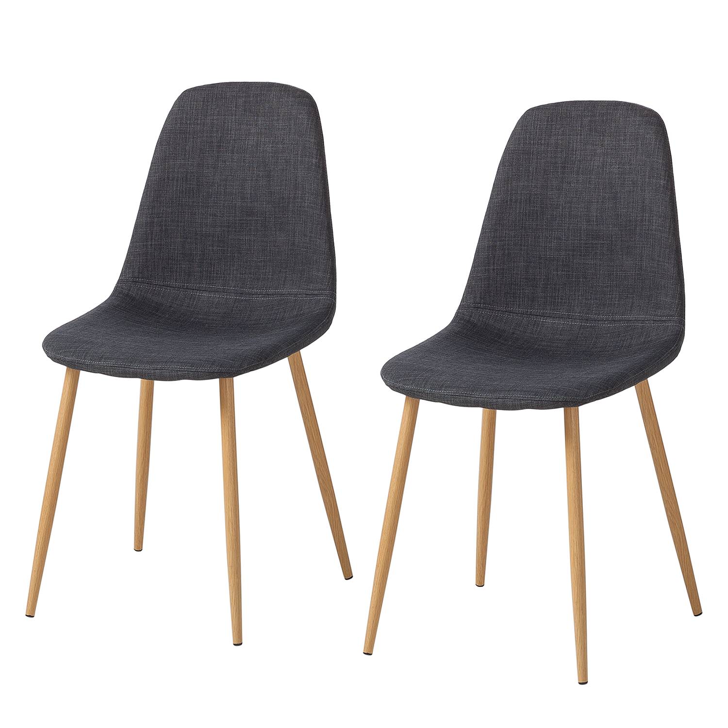 Iskmo II Upholstered Chair Set of 2 Woven Fabric Anthracite