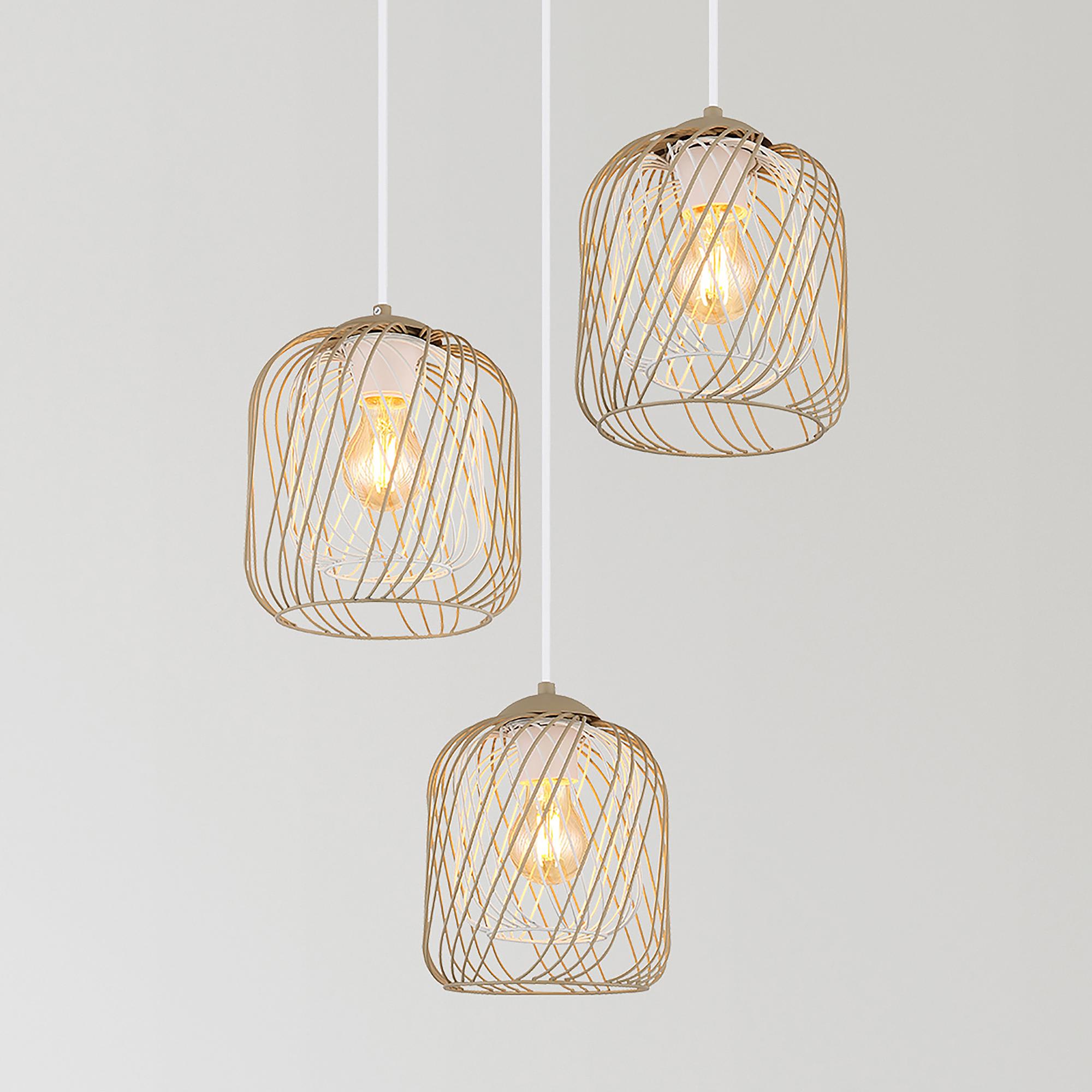 3-light Dichti Type B Pendant Light Iron Beige 1