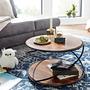 Coffee Table Wendorf Sheesham Solid Stainless Steel Dark Brown 3