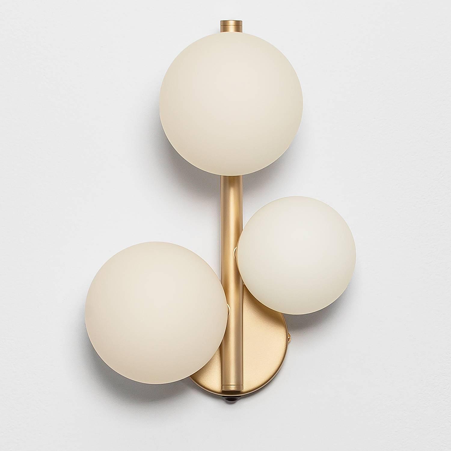 3-light Odillia Type A Wall Light Clear Glass Aluminium Gold 1