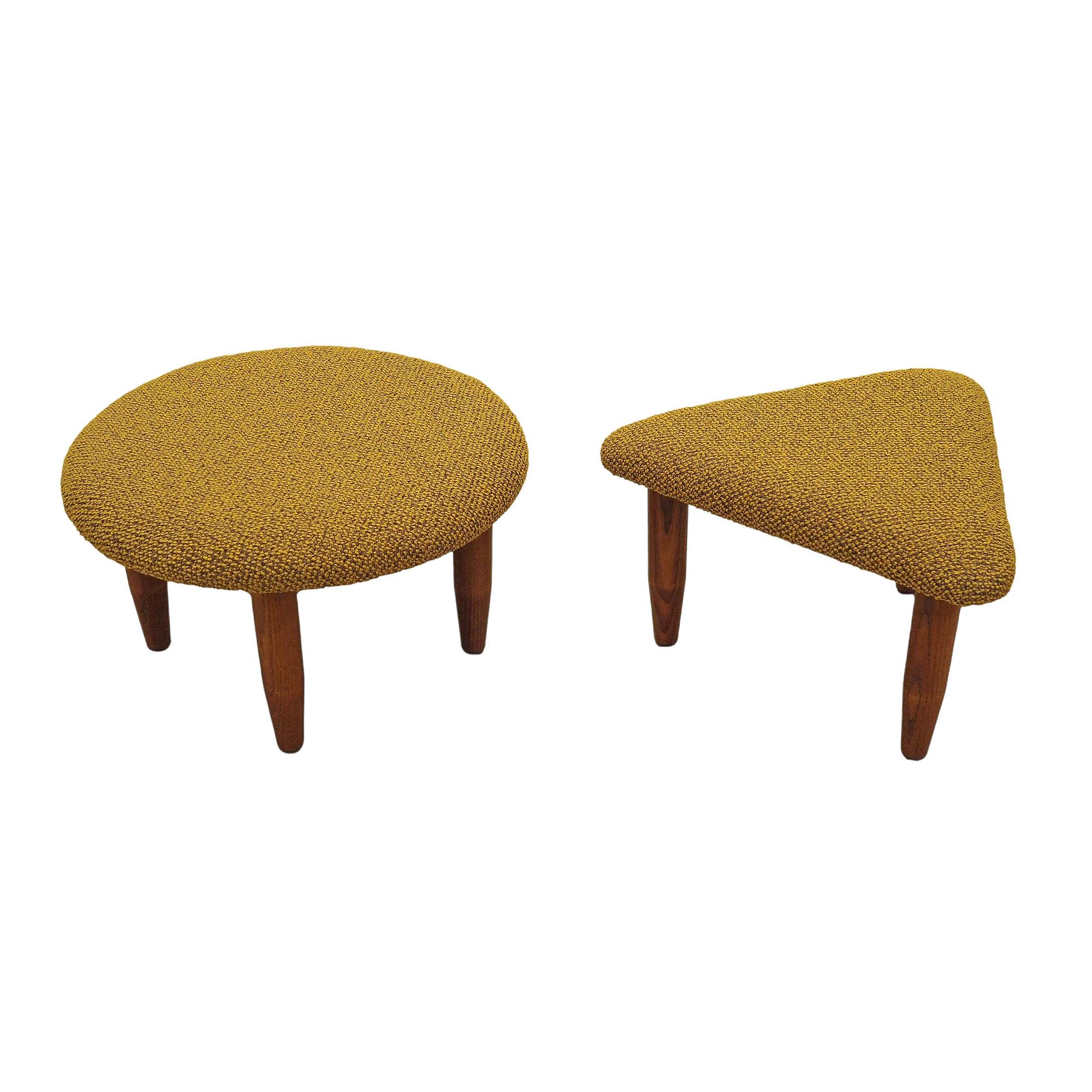 2-Piece stool set brown mustard yellow 1990s 0