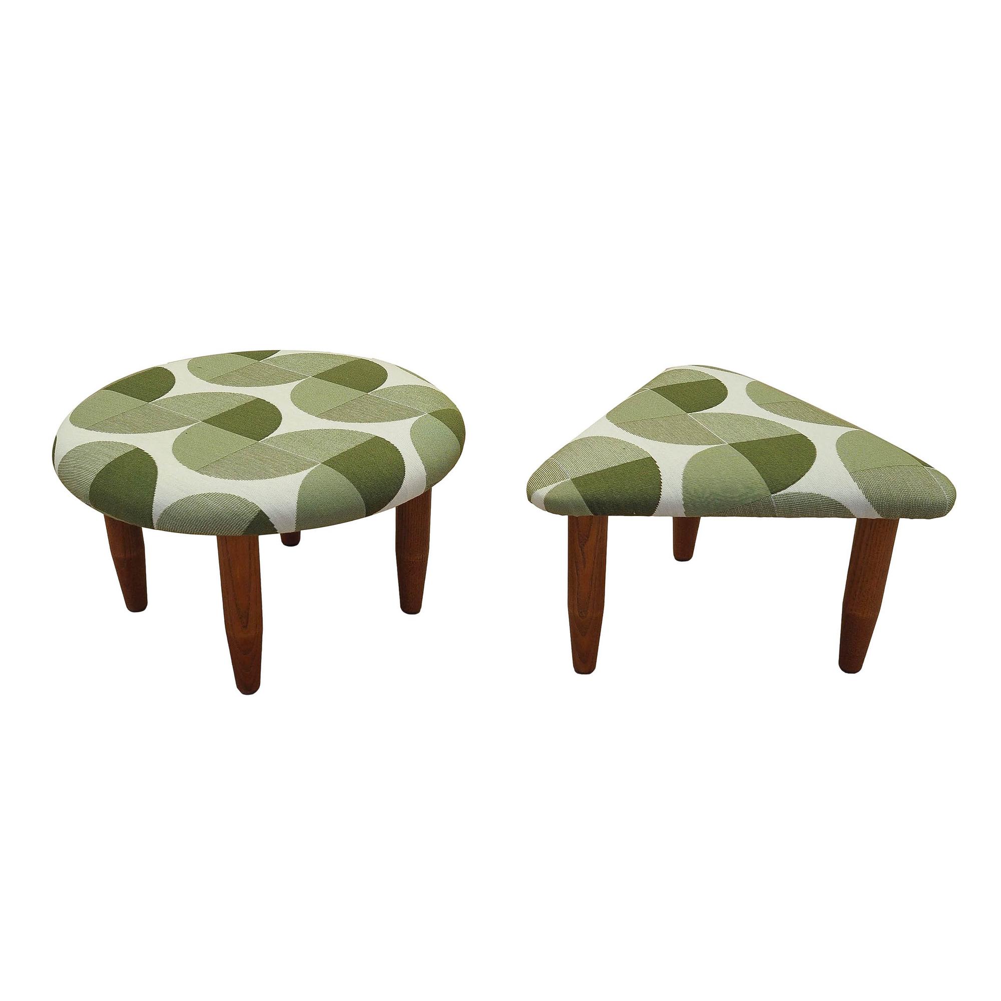 2-Teilig Hocker-Set Braun Grün 1990er Jahre 0