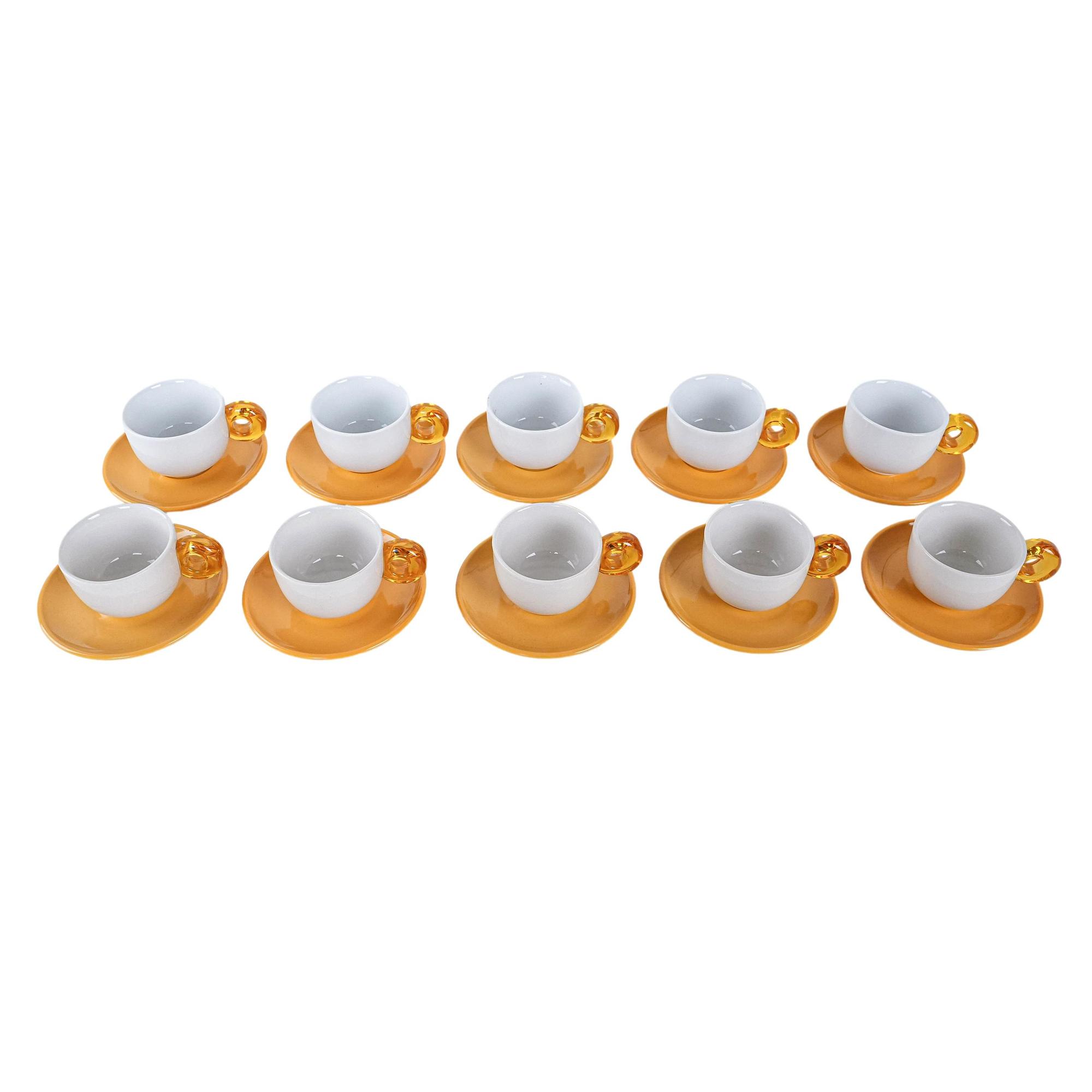Porcelain cup set Gold White 1970s 0