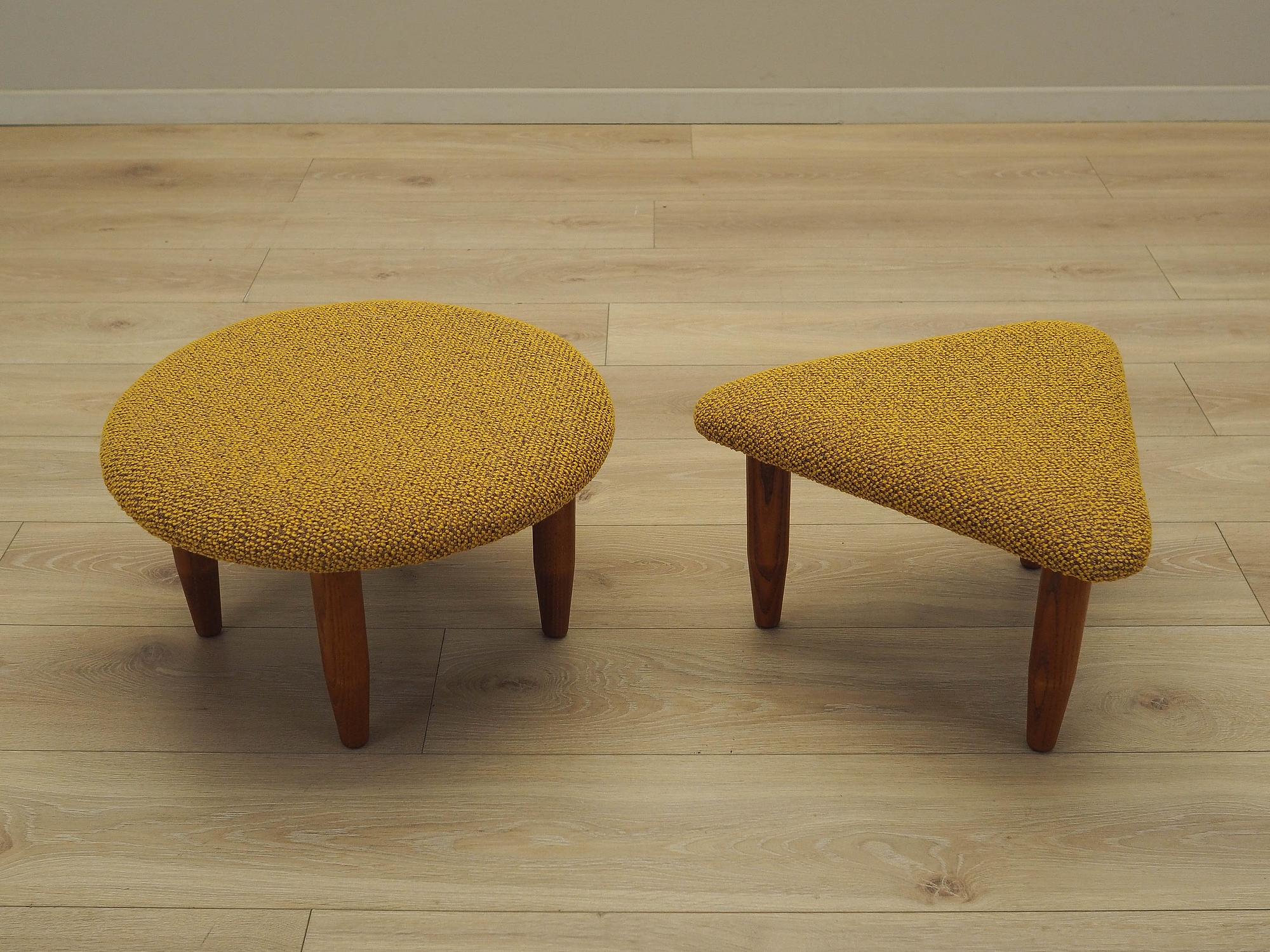 2-Teilig Hocker-Set Braun Senfgelb 1990er Jahre 3