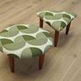 2-Teilig Hocker-Set Braun Grün 1990er Jahre 4