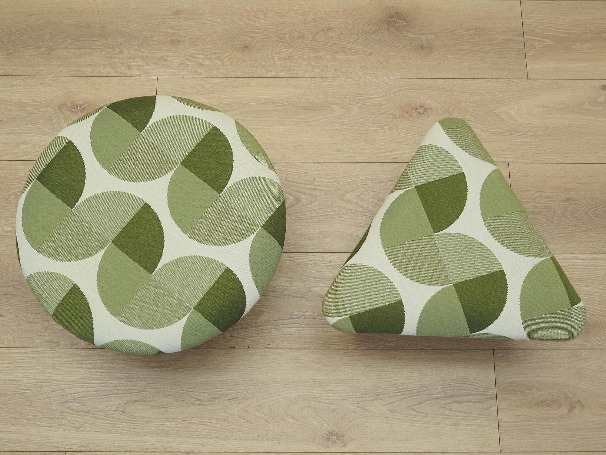 2-Teilig Hocker-Set Braun Grün 1990er Jahre 6
