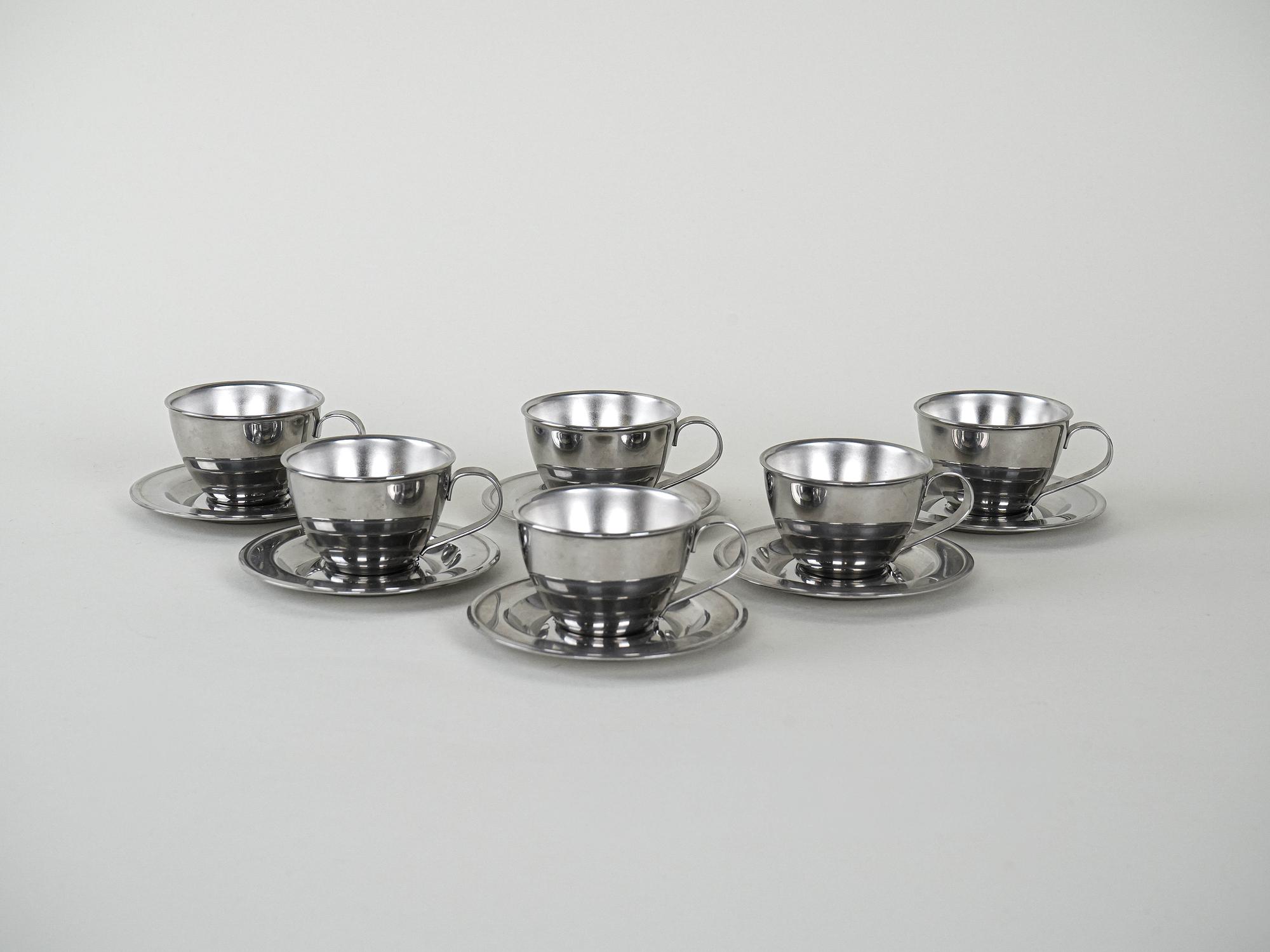 Stainless steel mug set Silver 1980s 7