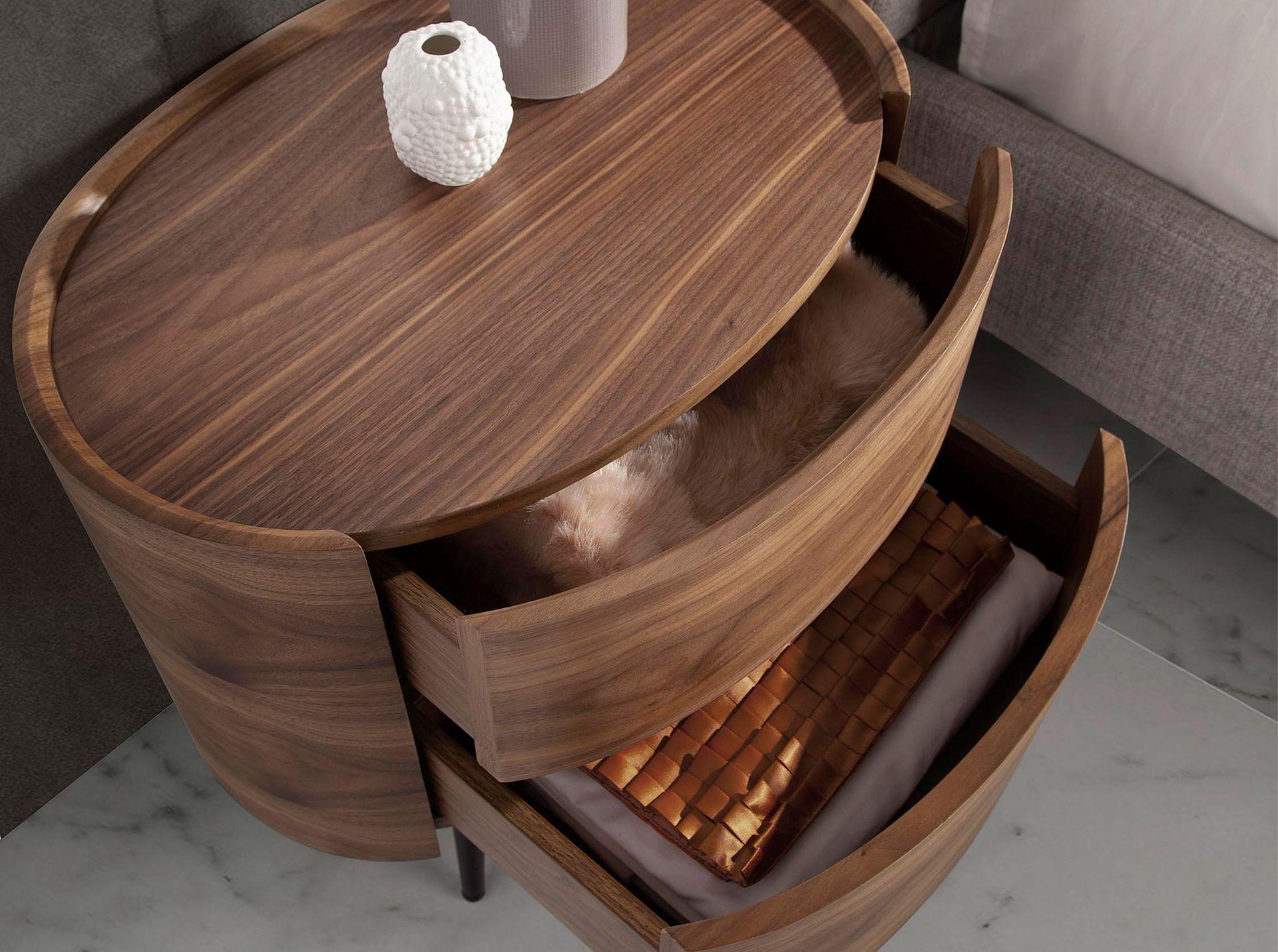 Bedside table walnut and black steel 7074 4