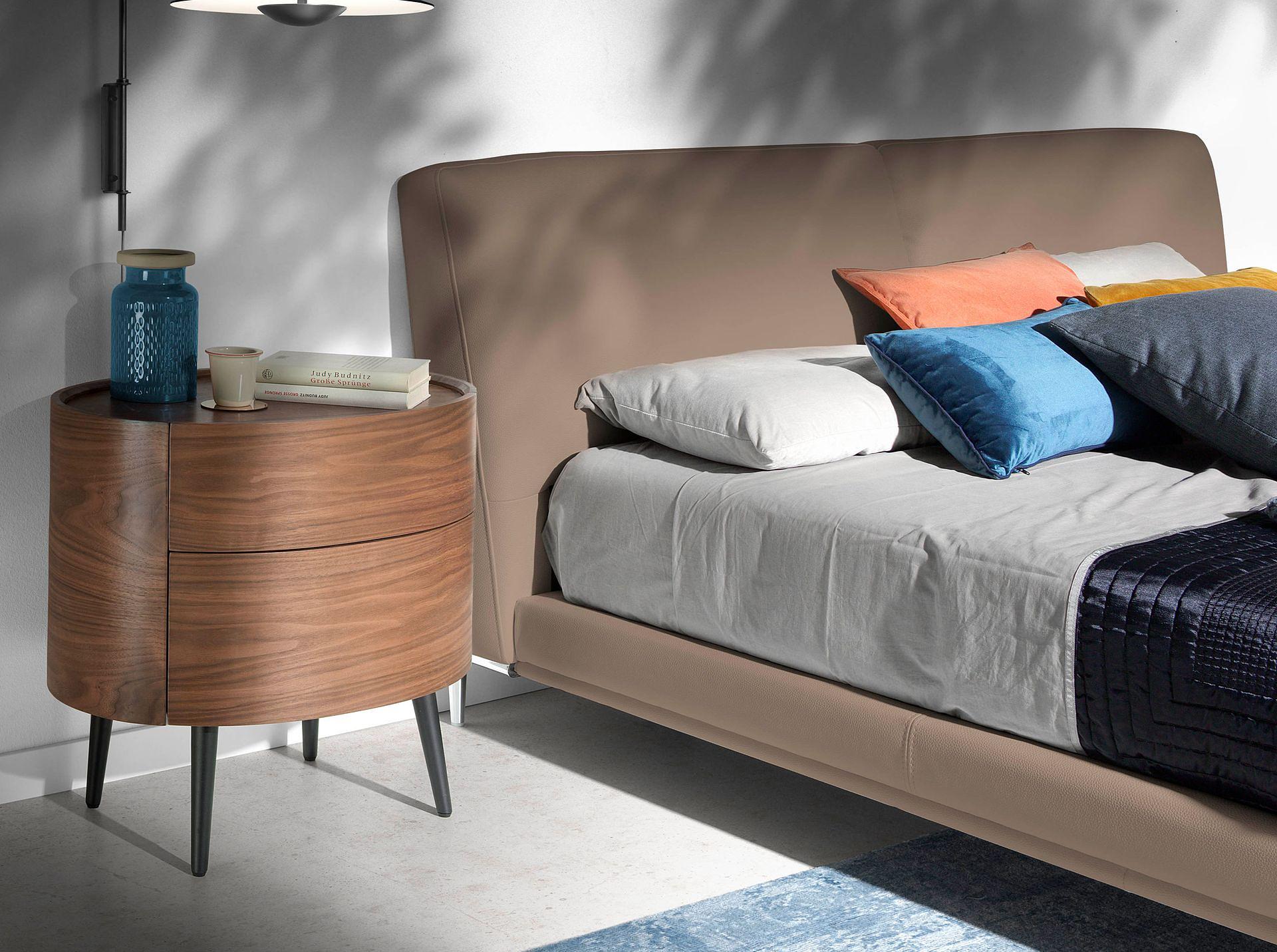 Bedside table walnut and black steel 7074 5