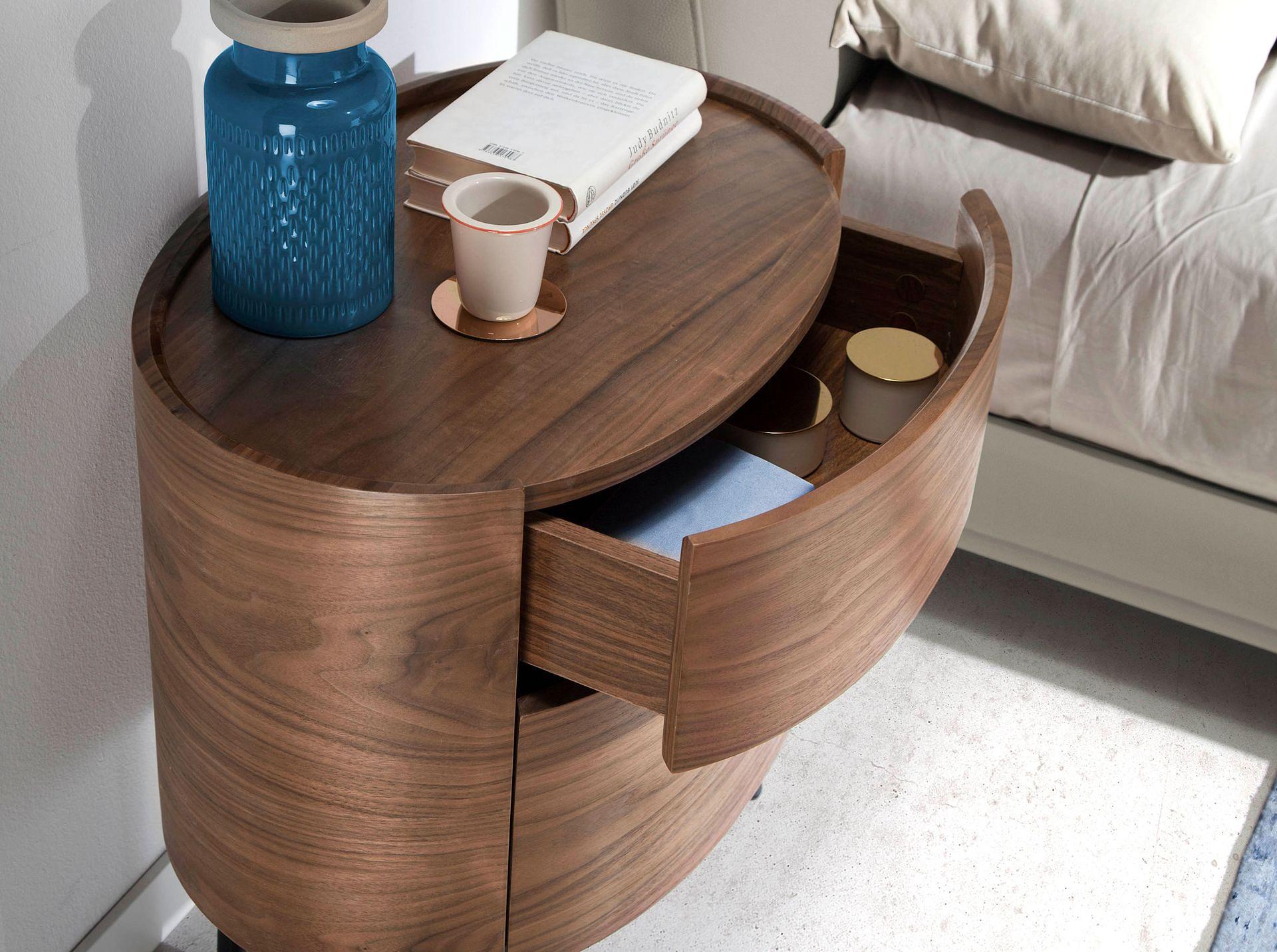 Bedside table walnut and black steel 7074 7