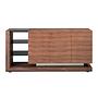 Sideboard walnut, brushed steel and black glass top 3140 1