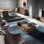 Sideboard walnut, brushed steel and black glass top 3140 3