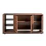Sideboard walnut, brushed steel and black glass top 3140 6