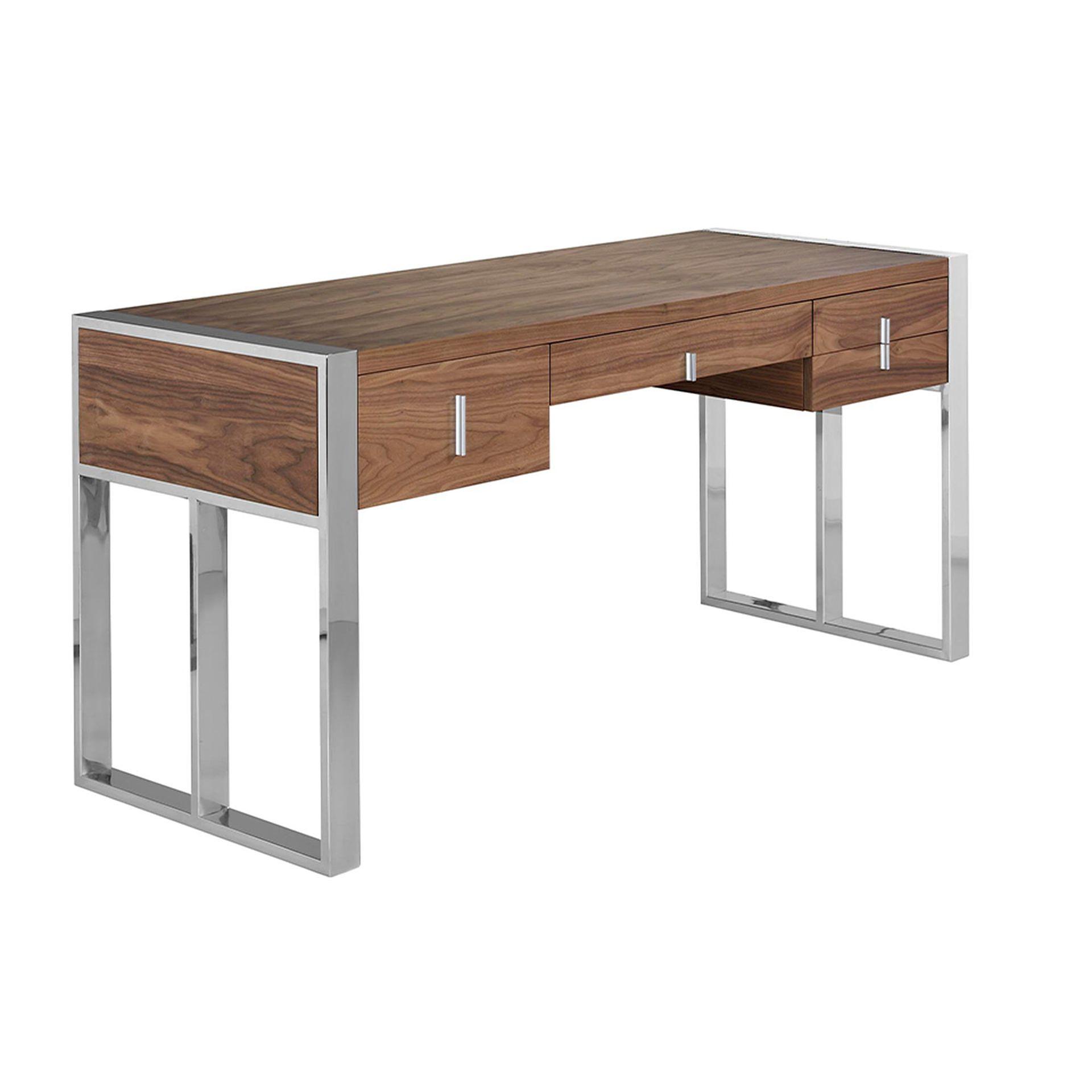 Walnut and chrome-plated steel desk 3135 0