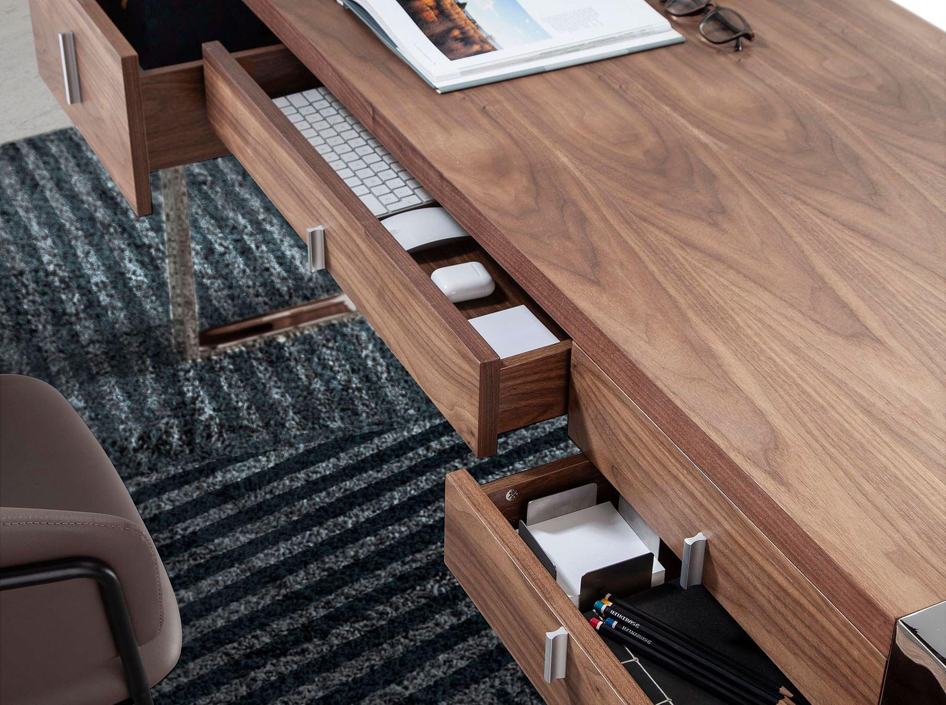 Walnut and chrome-plated steel desk 3135 4