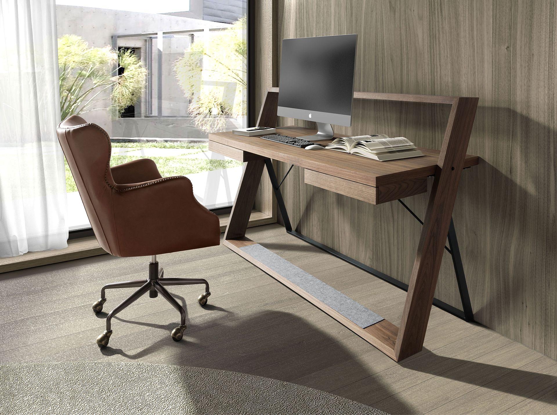 Walnut and black steel desk 3216 2
